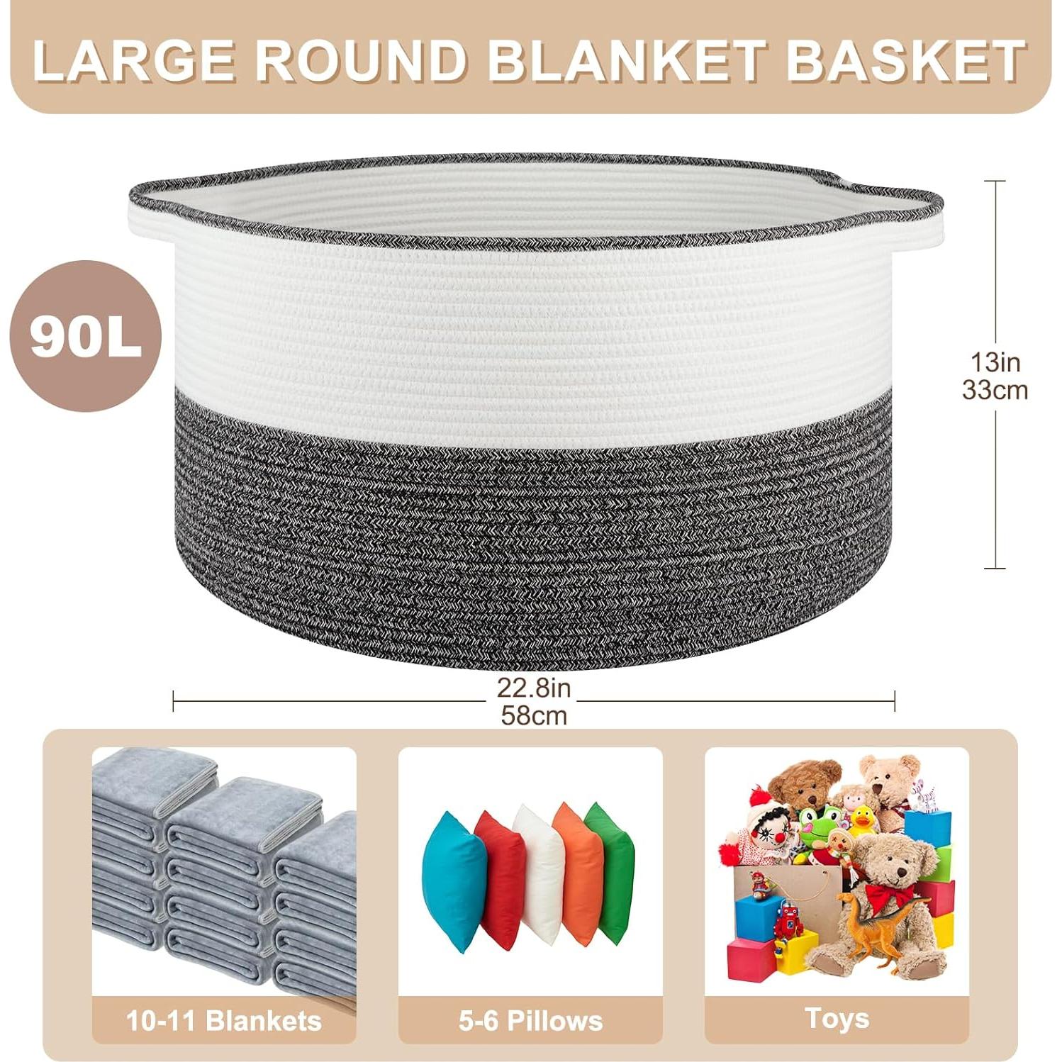 Cesta de Almacenamiento Tejida OIASKET 90L Negra 58.1x58.1x33cm