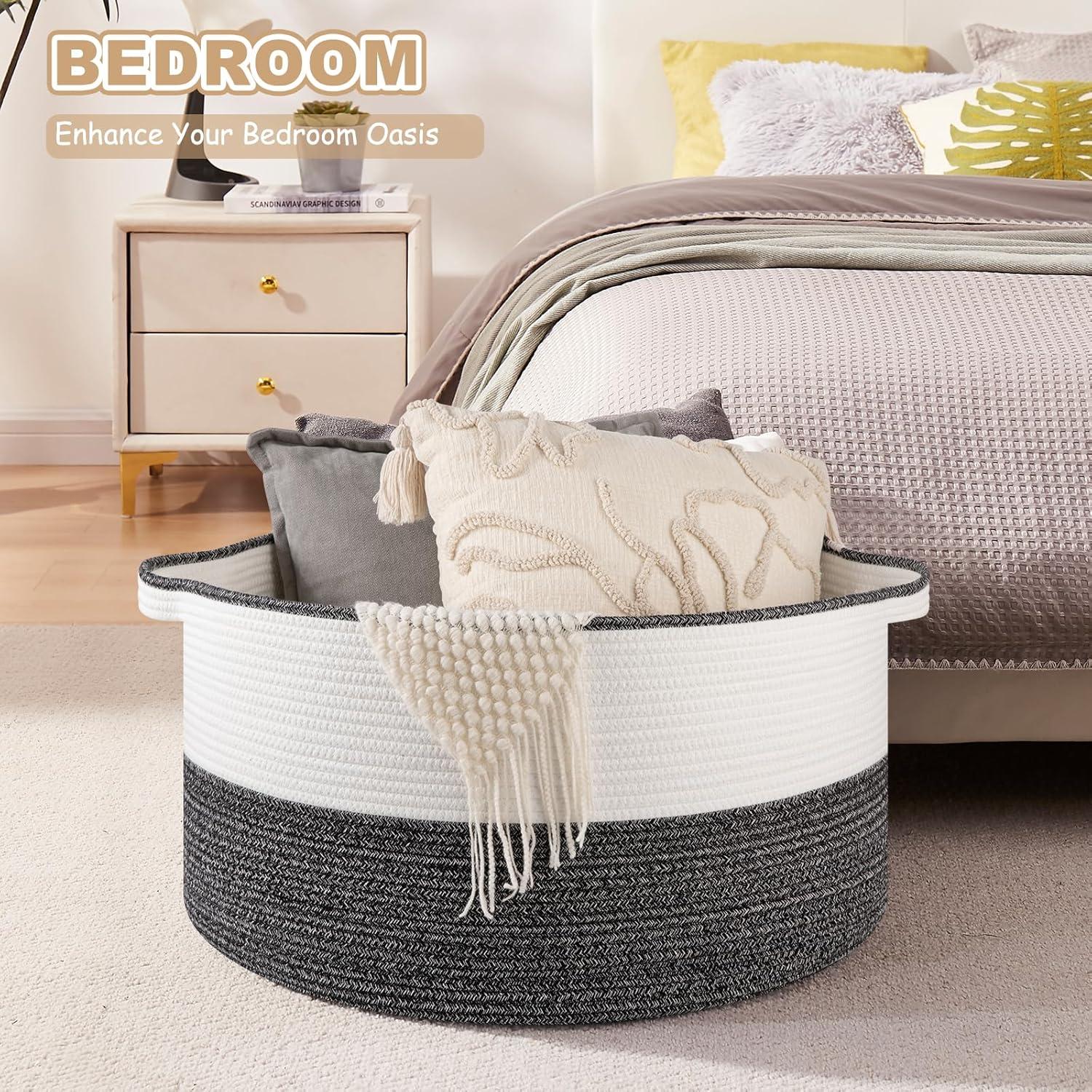 Cesta de Almacenamiento Tejida OIASKET 90L Negra 58.1x58.1x33cm