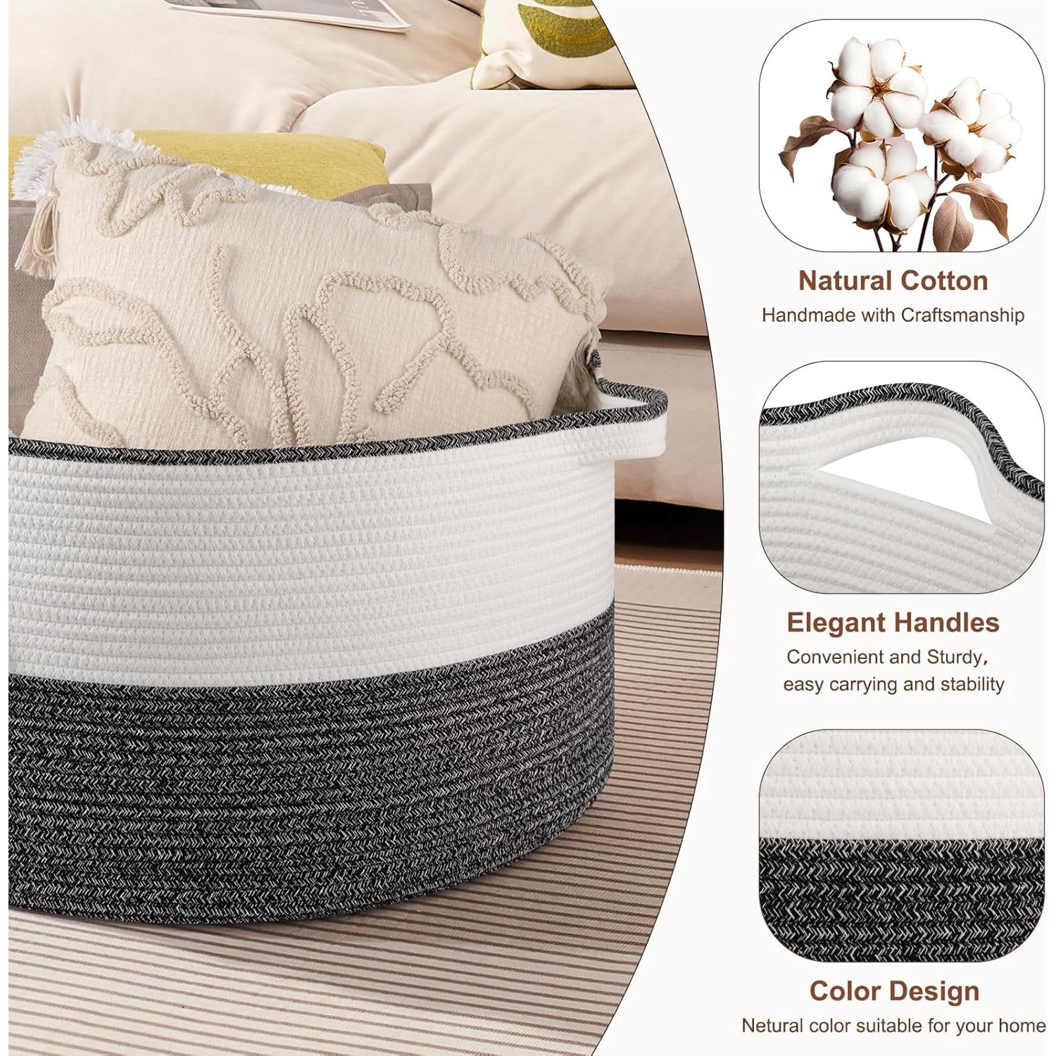 Cesta de Almacenamiento Tejida OIASKET 90L Negra 58.1x58.1x33cm