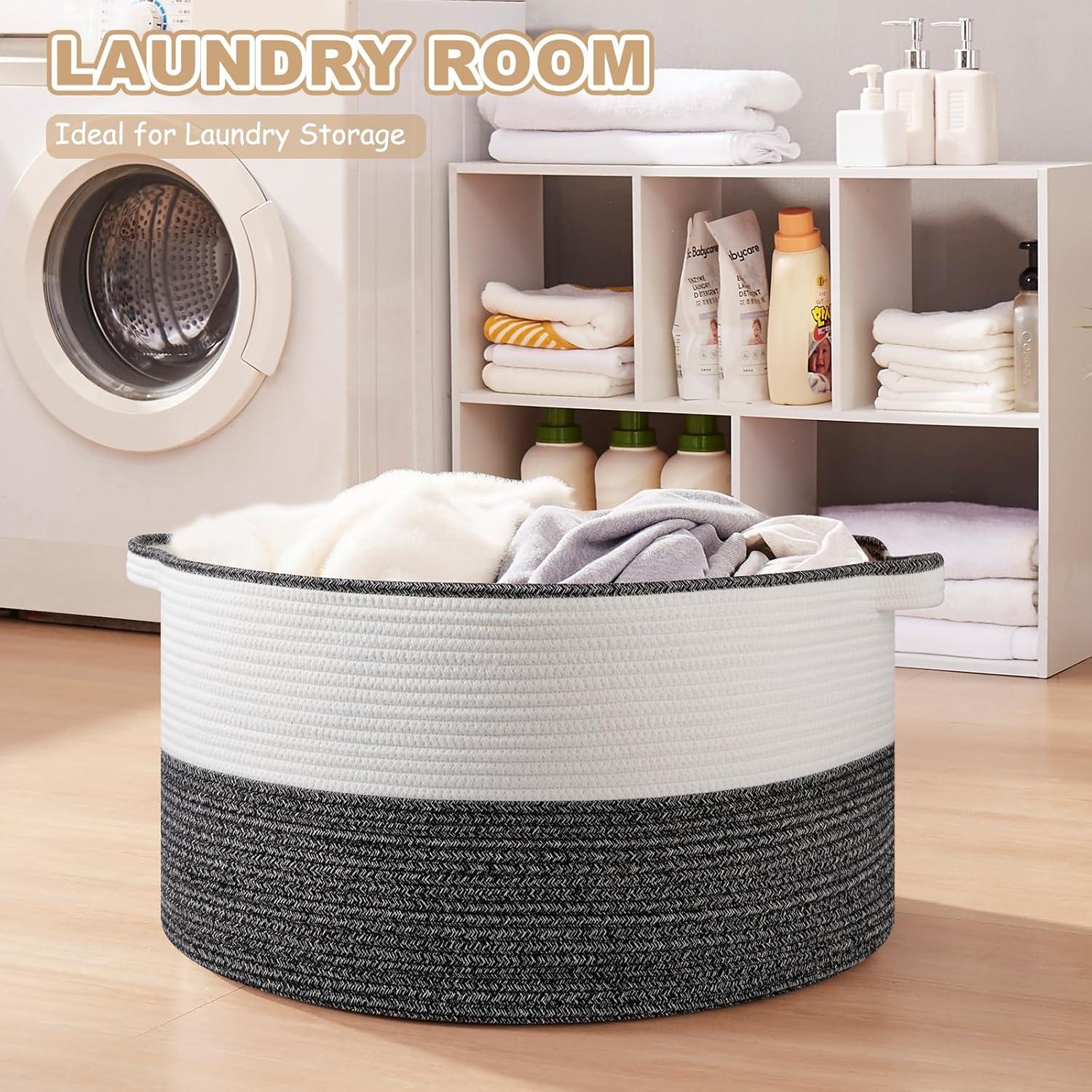 Cesta de Almacenamiento Tejida OIASKET 90L Negra 58.1x58.1x33cm