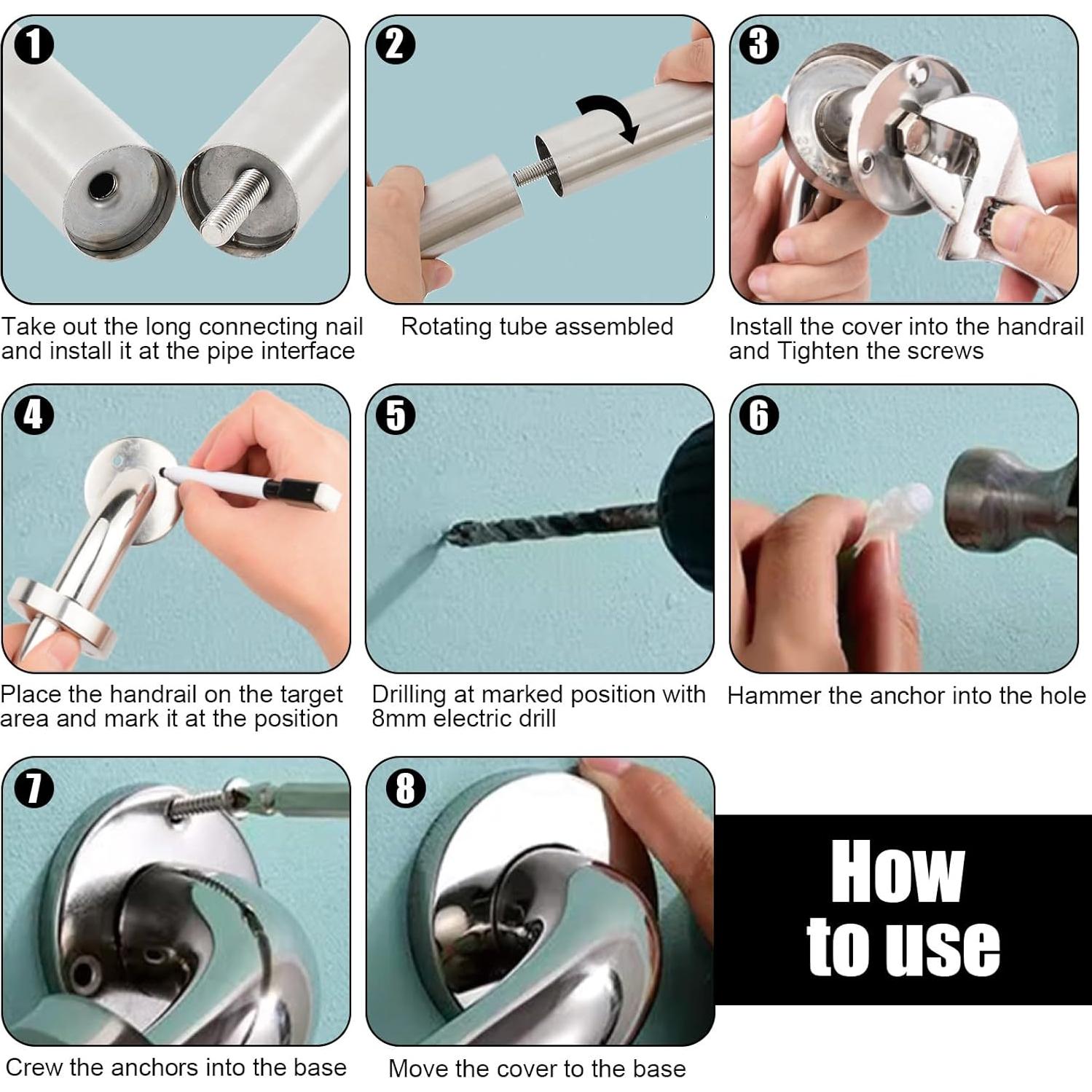 Barra de Agarre de Seguridad Zonon 83.82 x 60.96 cm Acero Inoxidable
