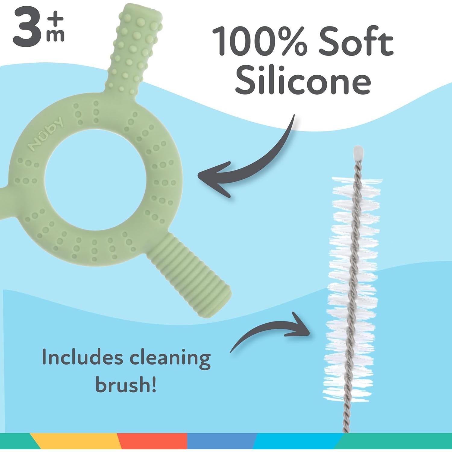 Mordedor de Silicona Nuby para Bebés 3+ Meses - Paquete de 2