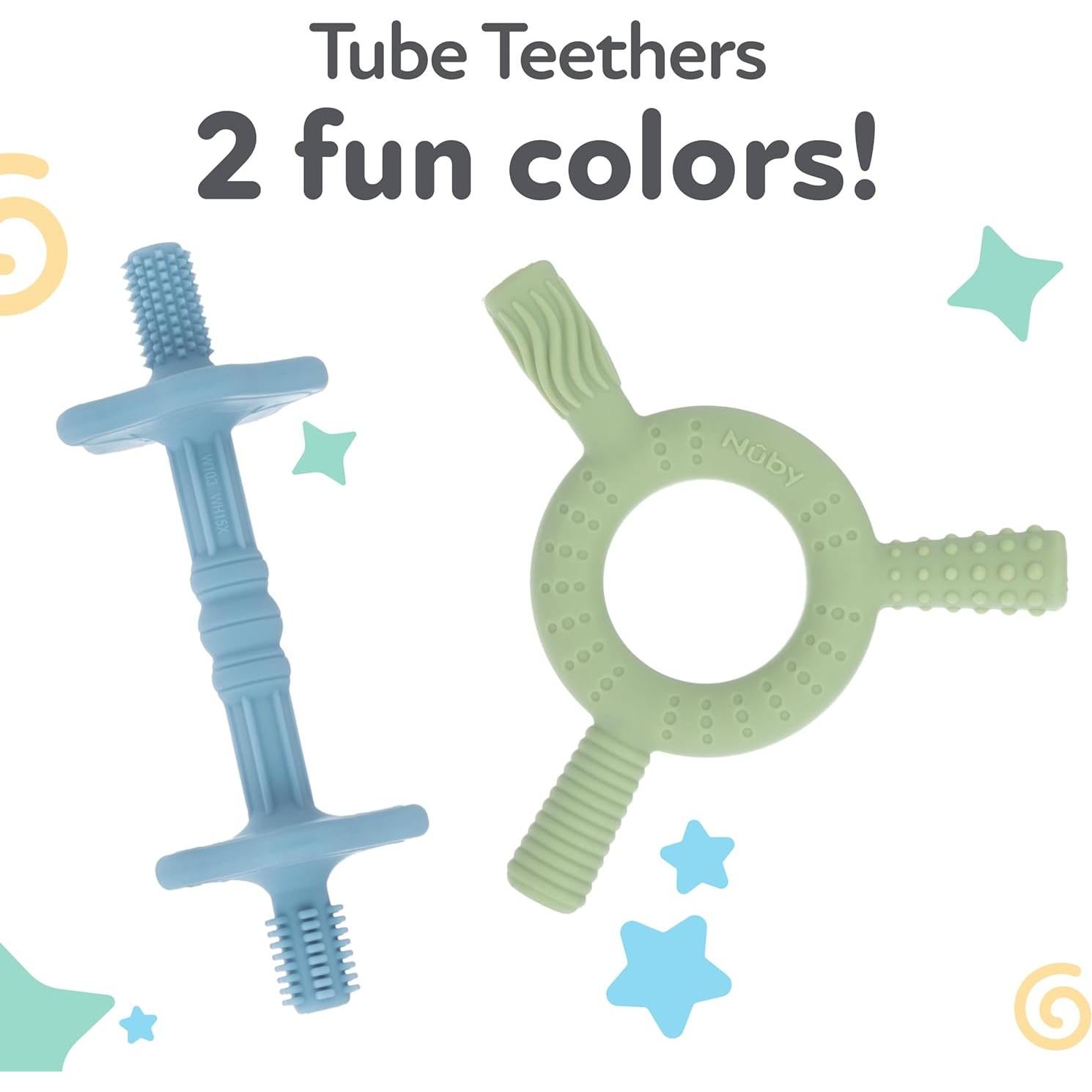 Mordedor de Silicona Nuby para Bebés 3+ Meses - Paquete de 2