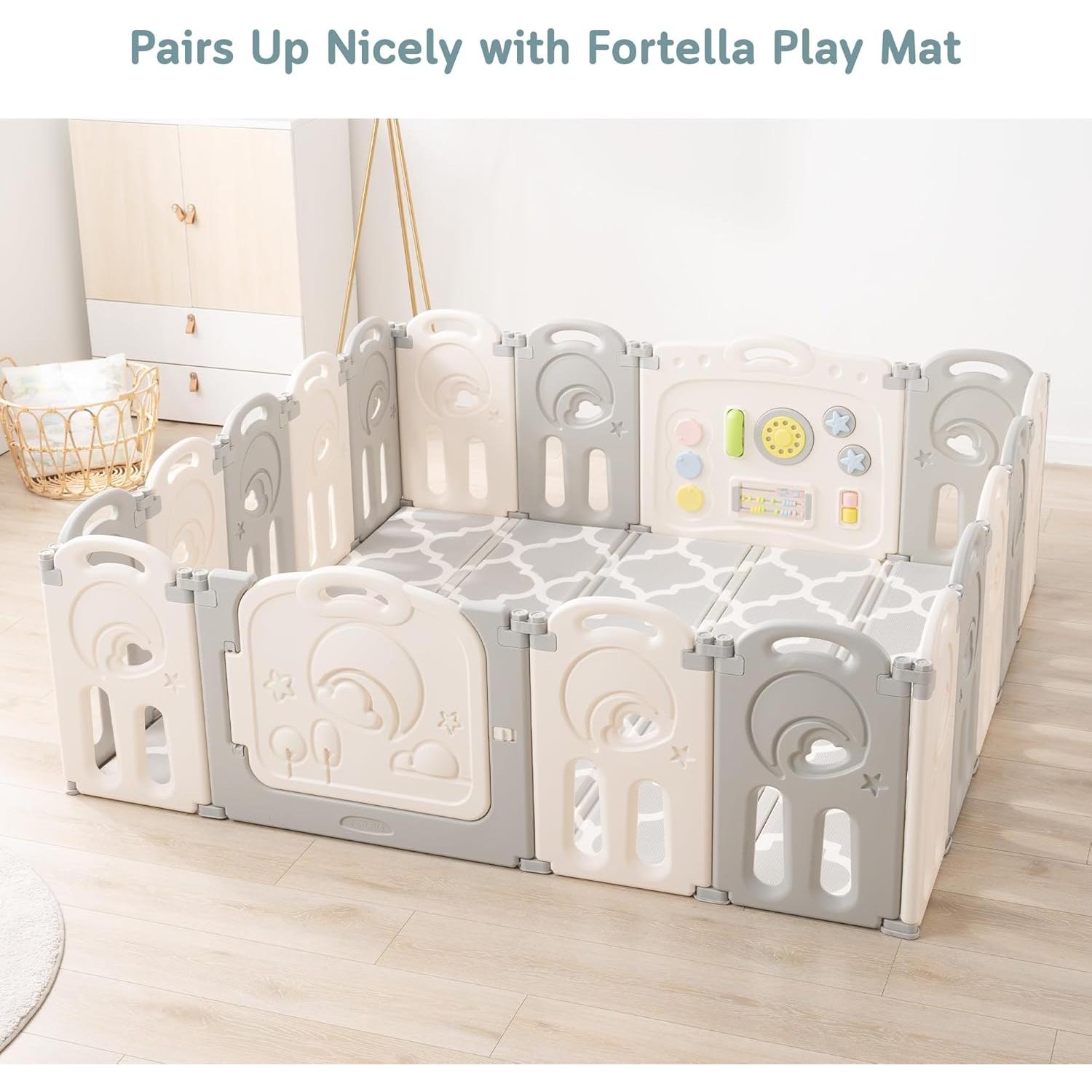 Castillo Nube Plegable Fortella para Bebés con Pizarra - Gris