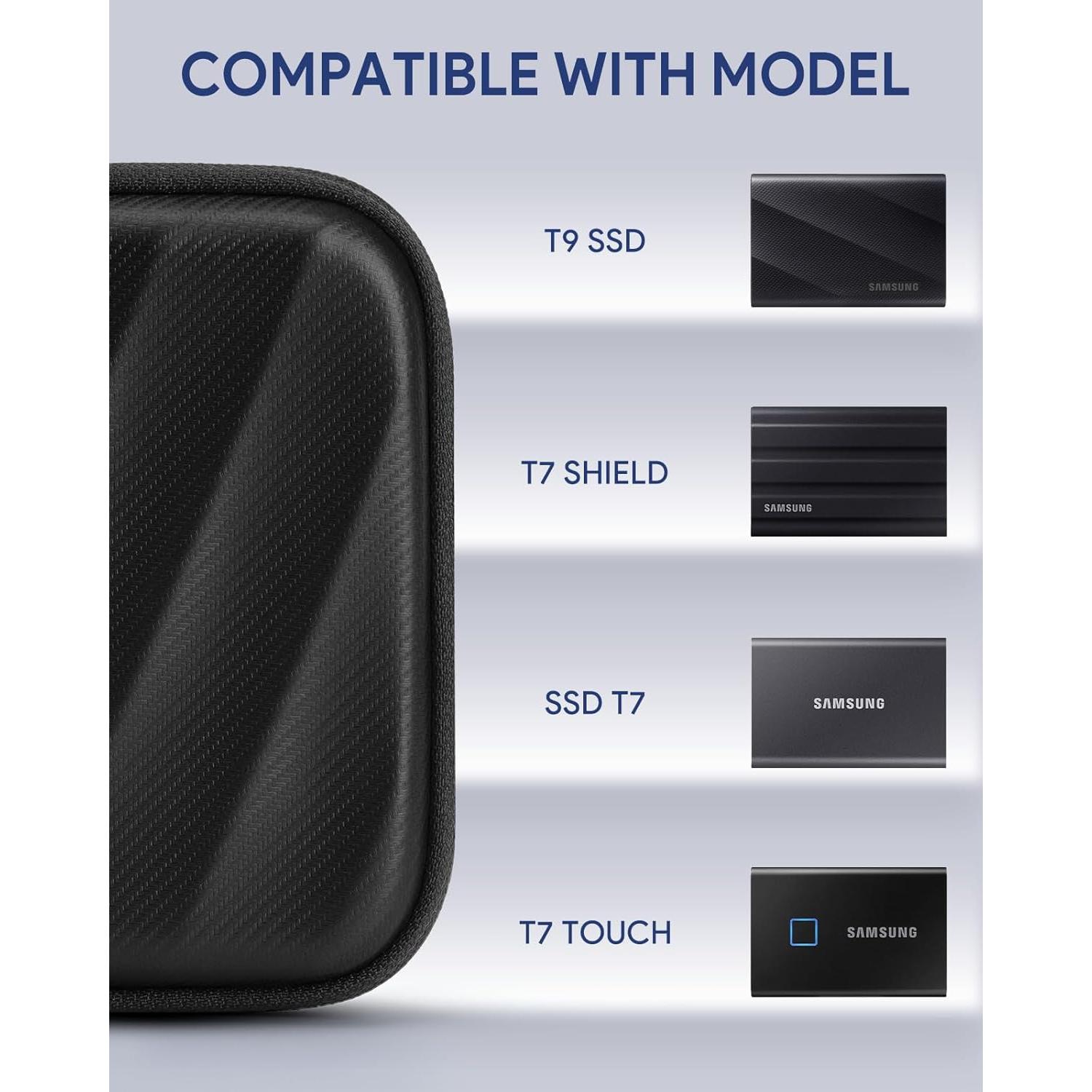 Funda Dura para SSD Samsung T9/T7 Shield - Impermeable - Negro