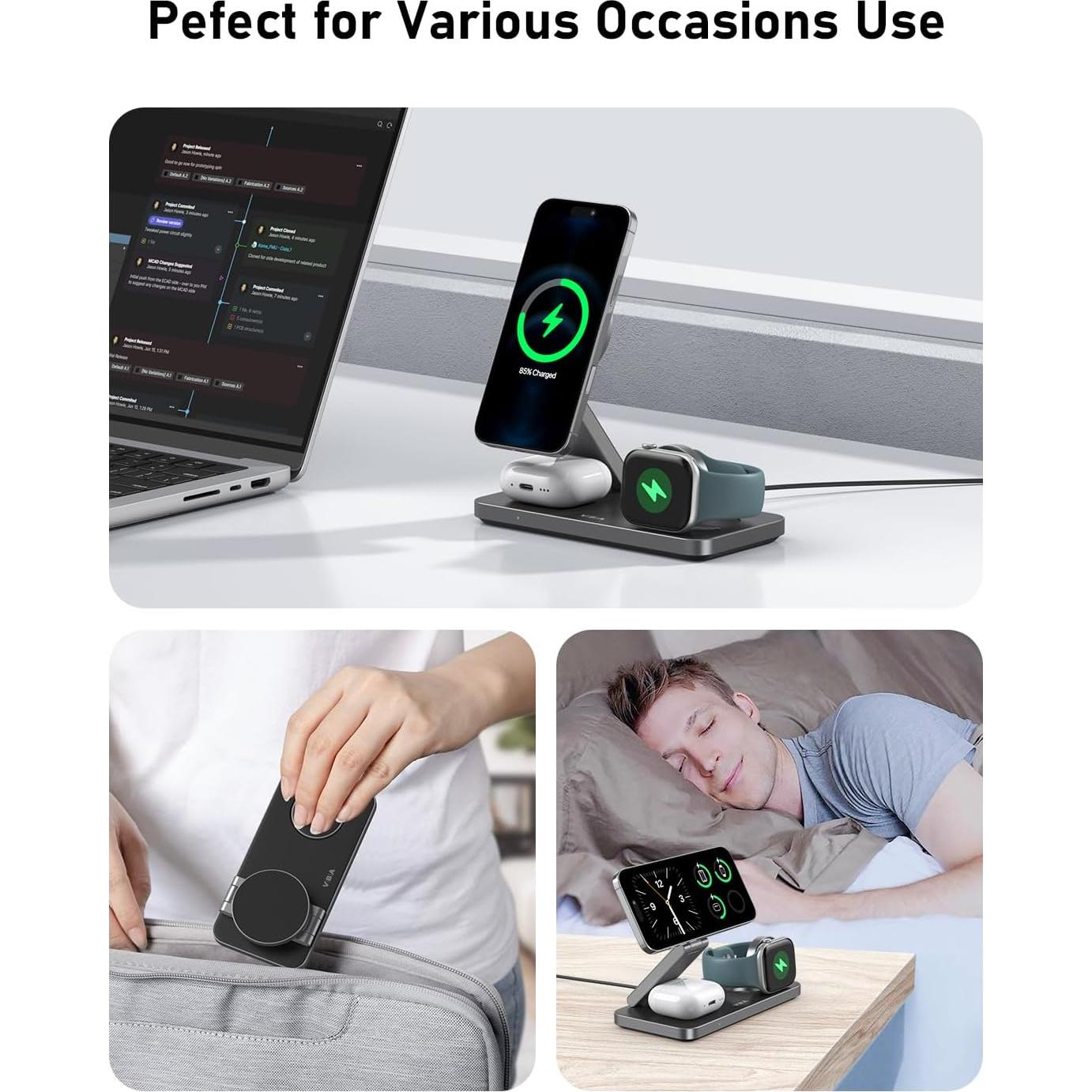 Estación de Carga Inalámbrica 3 en 1 VBA para Apple