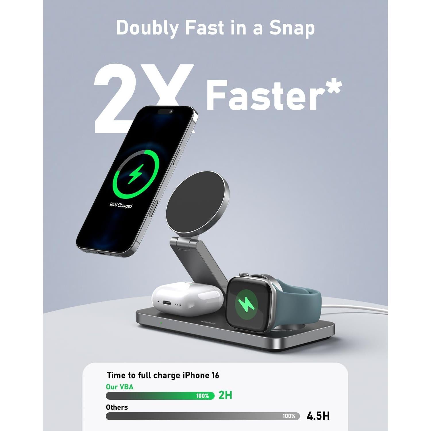 Estación de Carga Inalámbrica 3 en 1 VBA para Apple