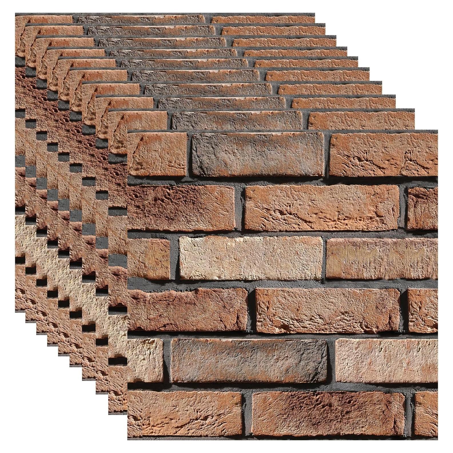 Paneles de Pared 3D Autoadhesivos Veczom Ladrillo Rojo 10 Unidades