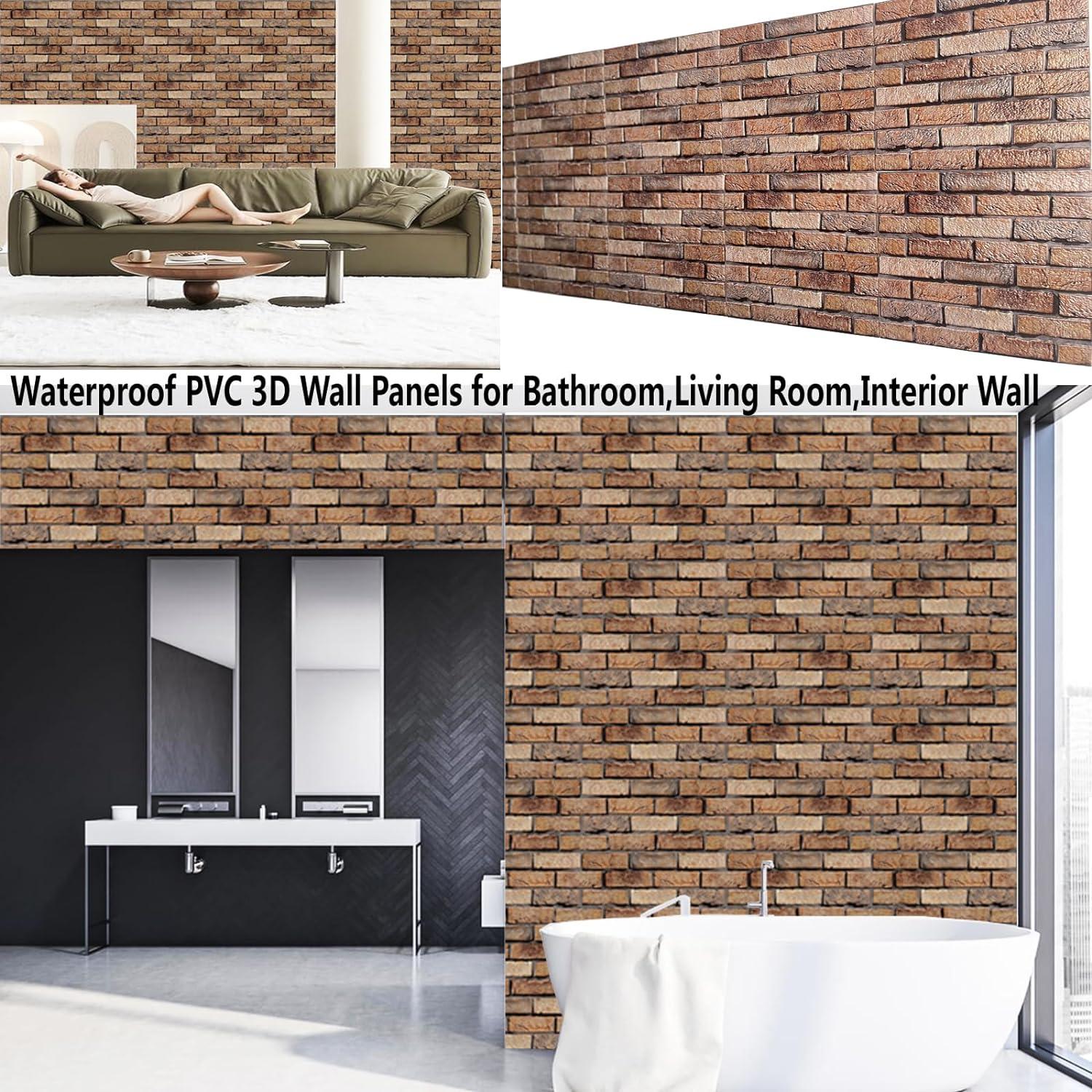 Paneles de Pared 3D Autoadhesivos Veczom Ladrillo Rojo 10 Unidades