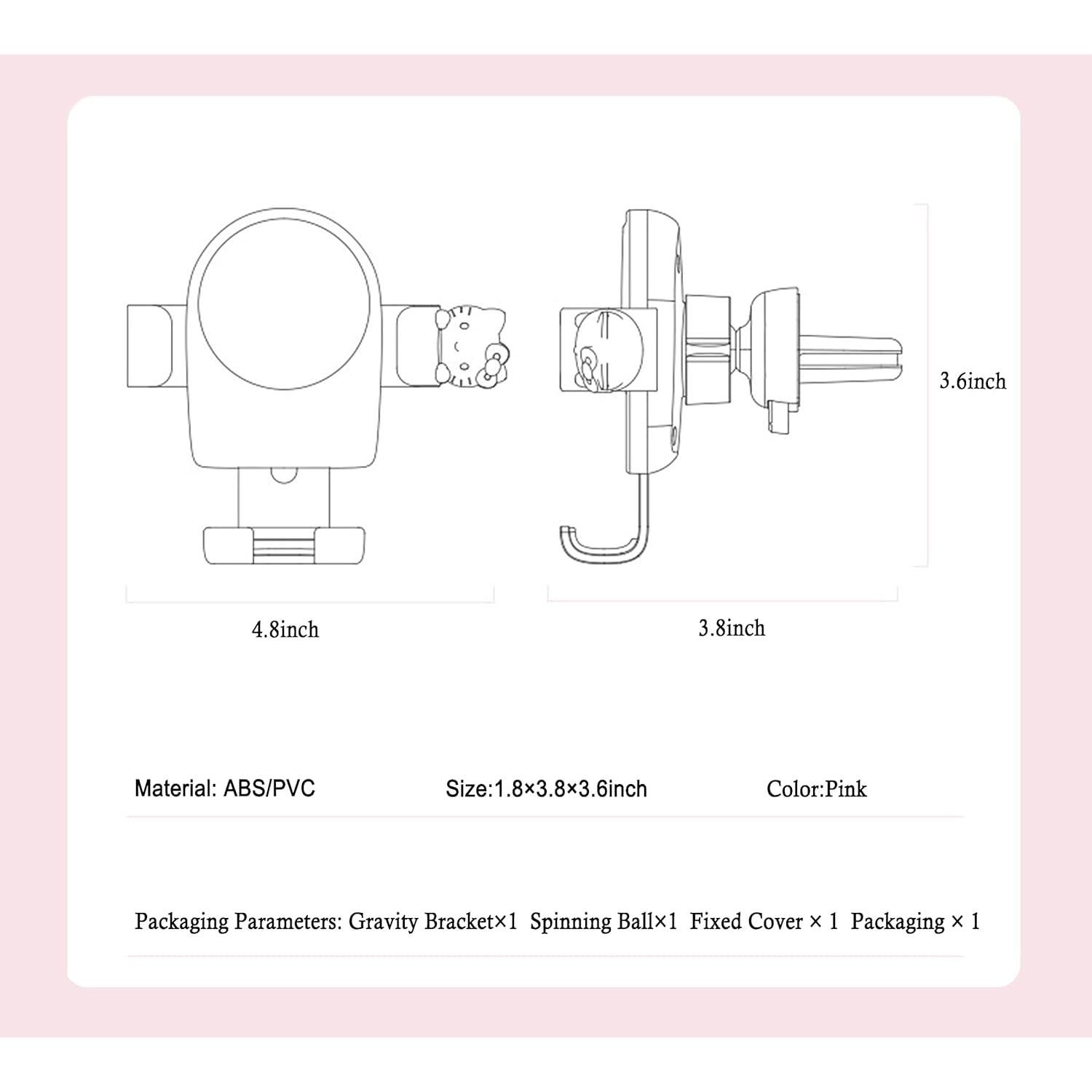 Soporte de Teléfono para Coche WIEEZN Rosa Ajustable
