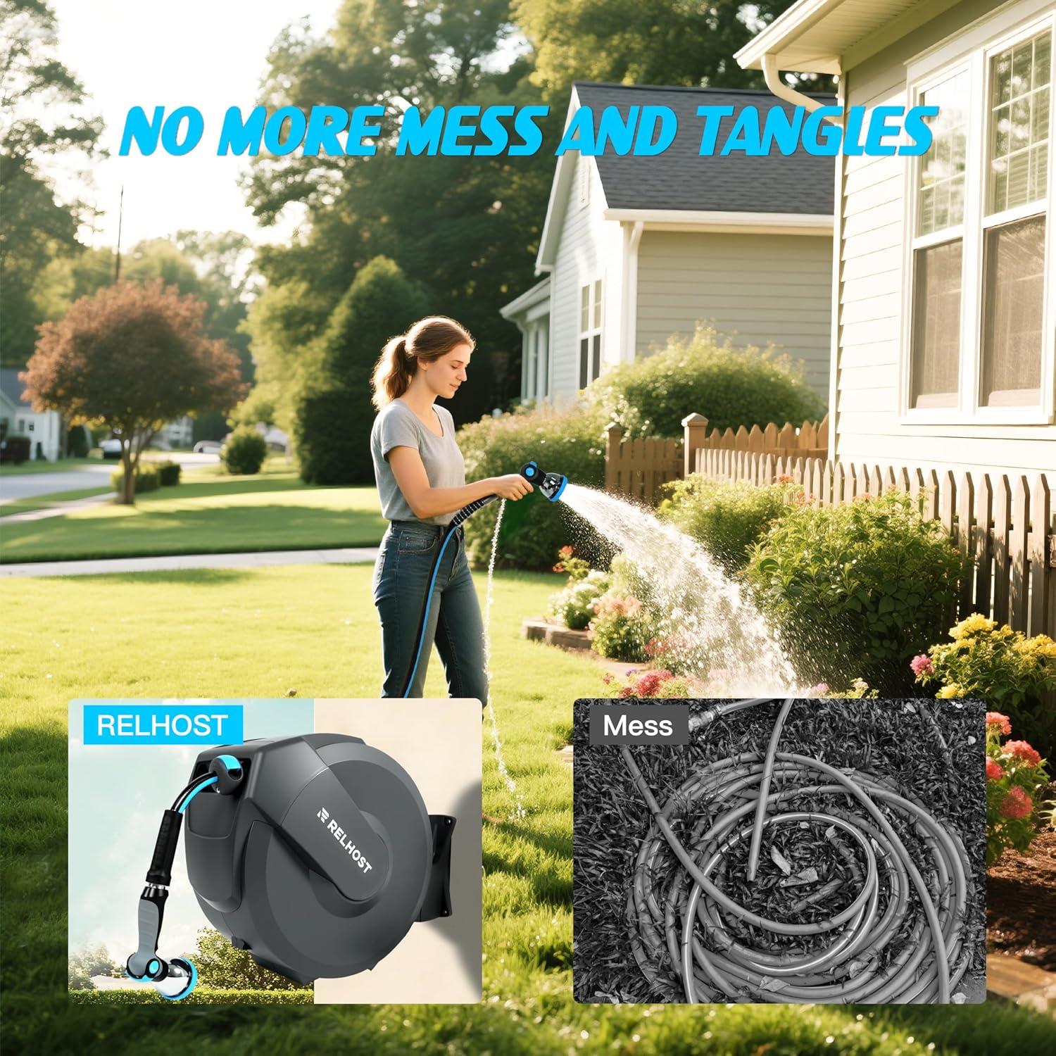 Carrete de Manguera Retráctil Relhost 1/2" x 19.81 m Gris