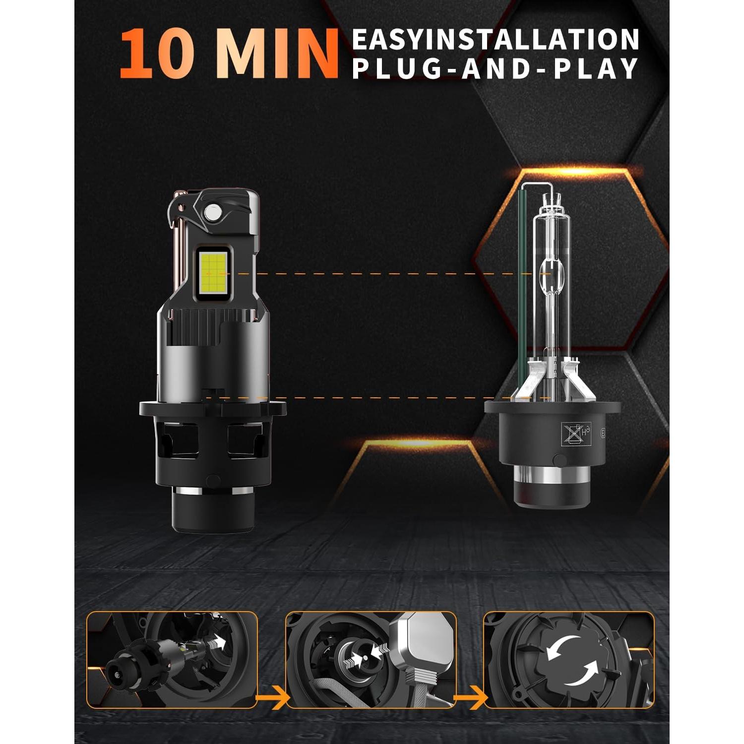 Bombillas LED D2S D2R Autogood 24000 Lúmenes 6000K Frías - Paquete de 2