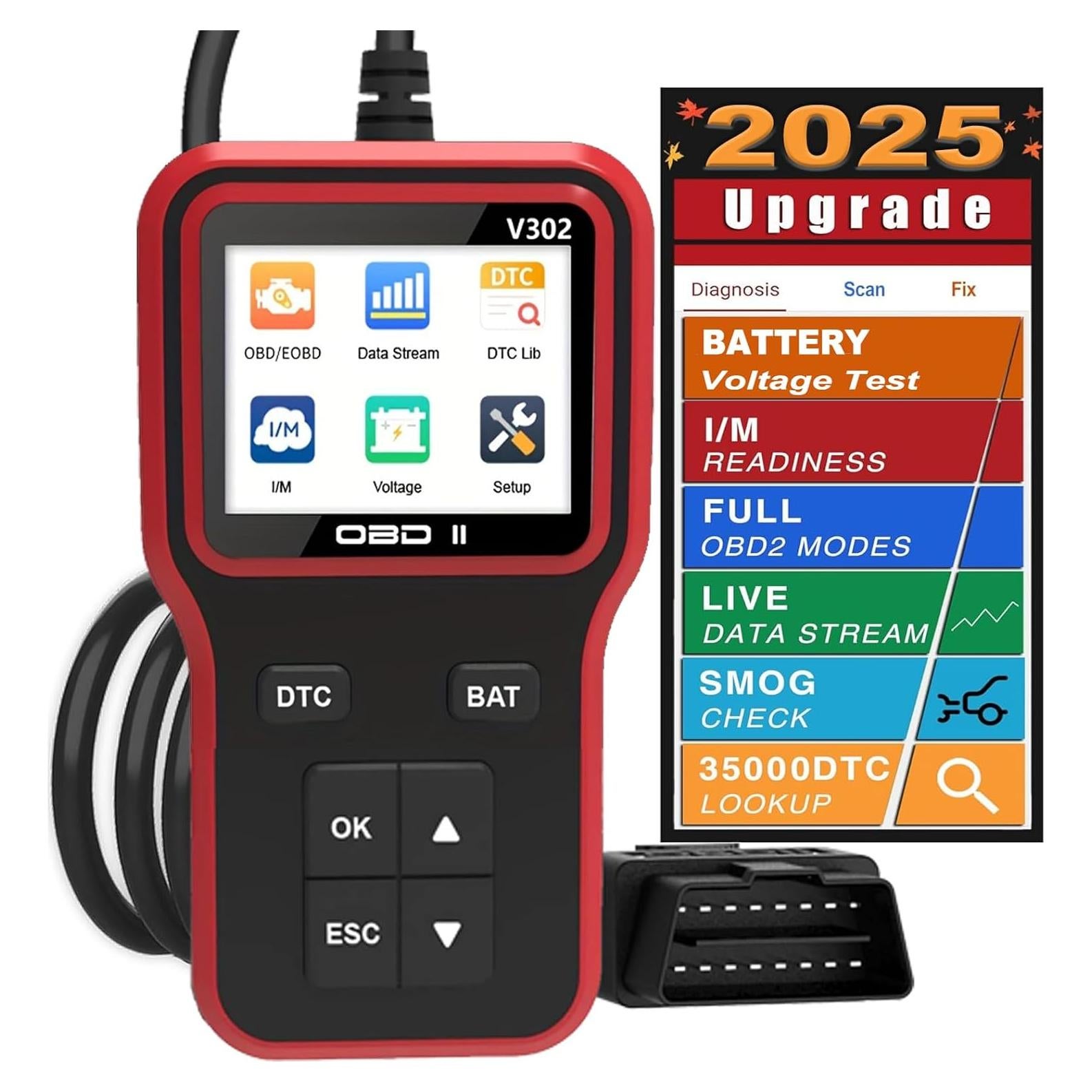 Herramienta de Diagnóstico OBD2 SKYOEM V302 con Pantalla 2.8"