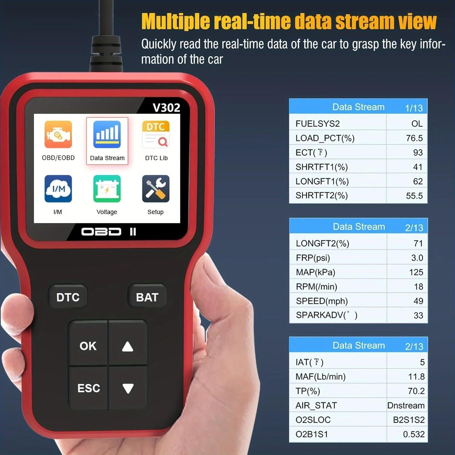 Herramienta de Diagnóstico OBD2 SKYOEM V302 con Pantalla 2.8"