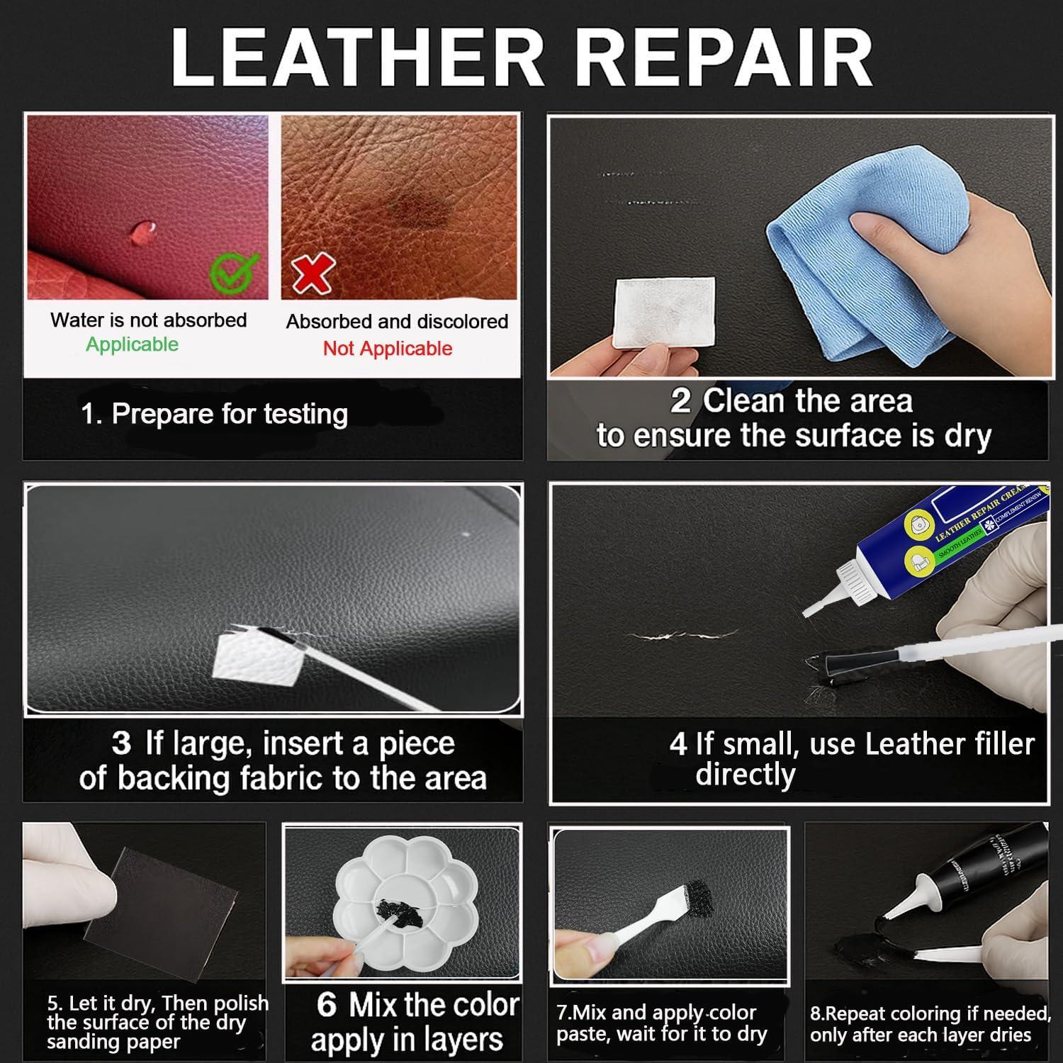 Kit de Reparación de Cuero Liccyy 40ml Marrón para Muebles y Autos