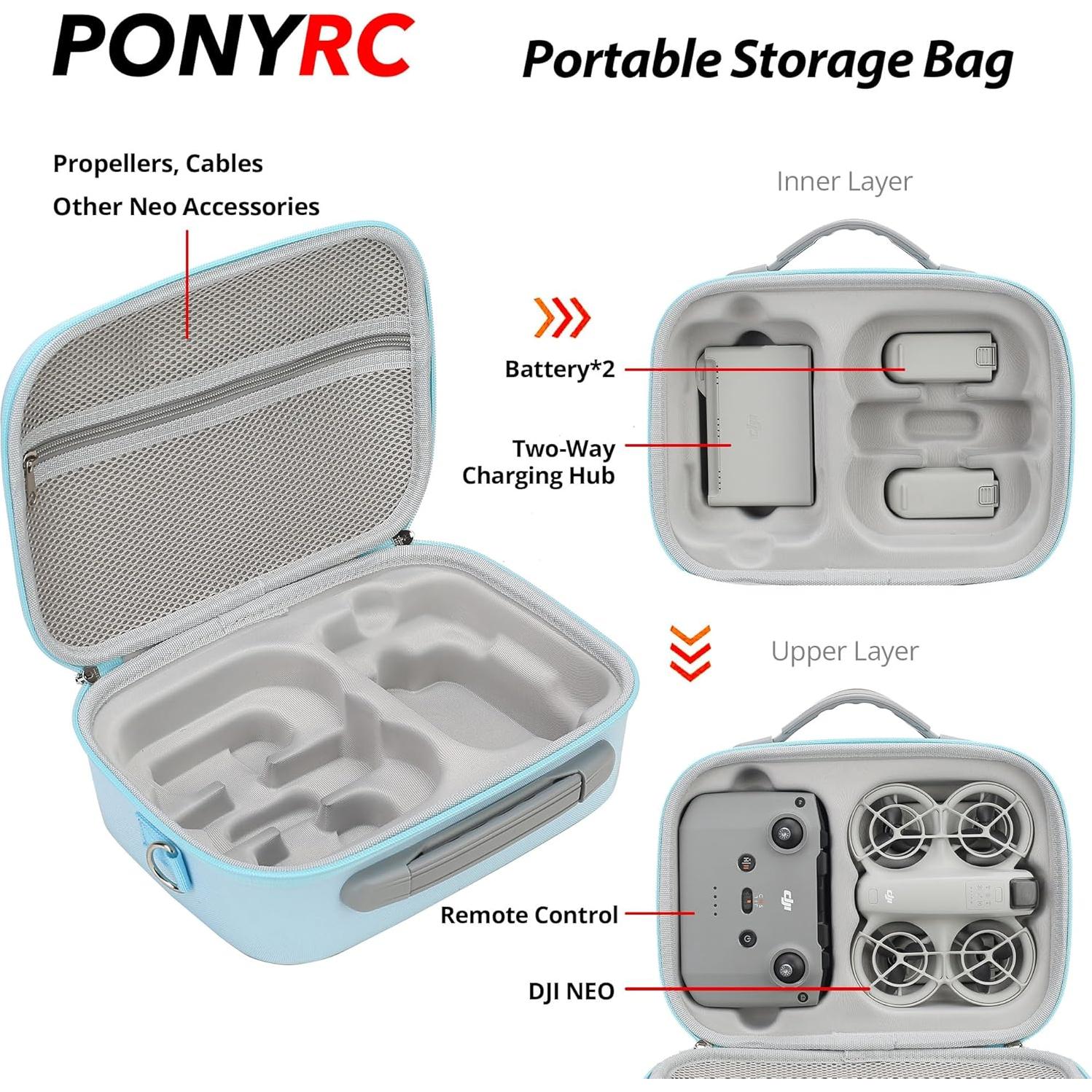 Funda de Transporte PONYRC para Dron DJI Neo Combo - Azul Claro