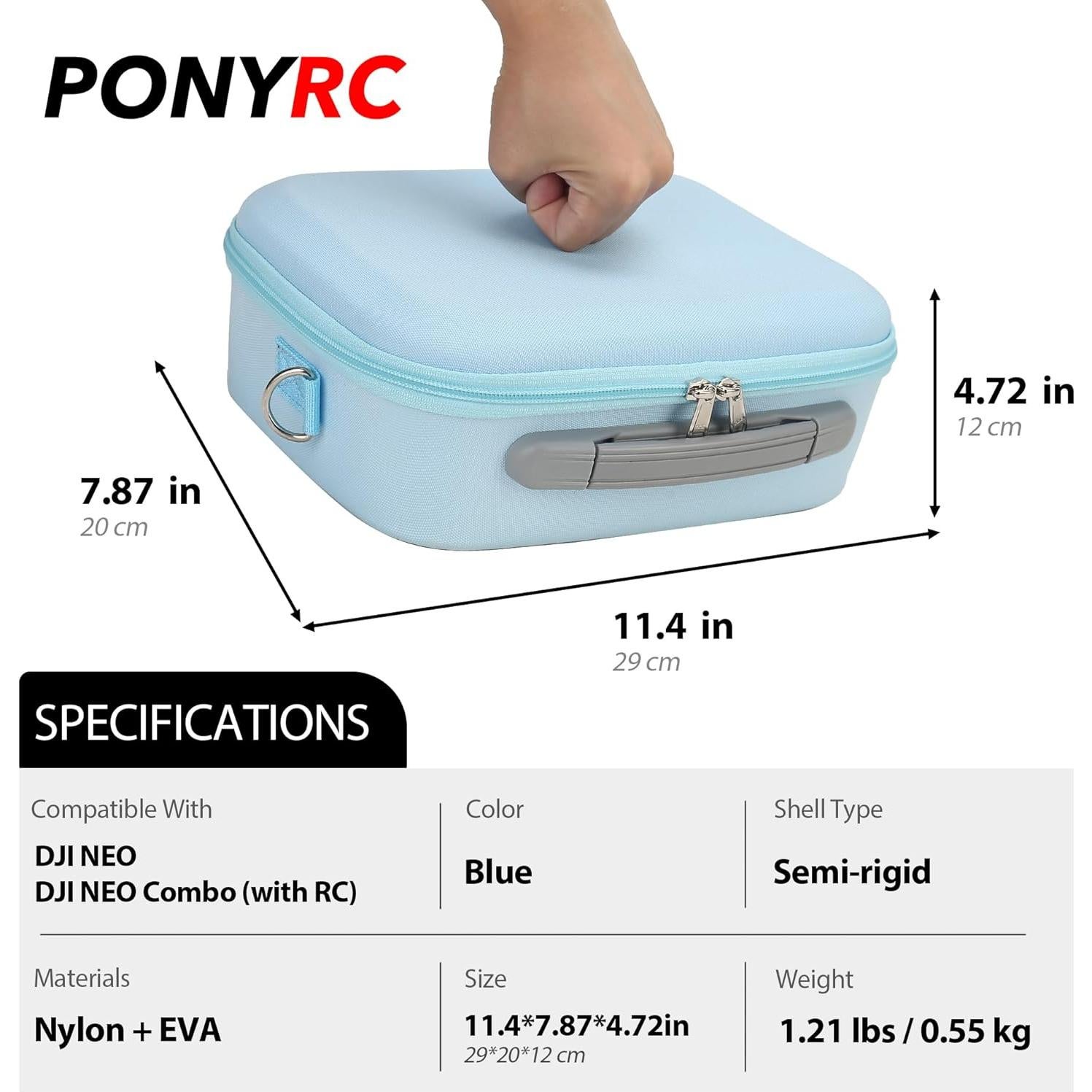 Funda de Transporte PONYRC para Dron DJI Neo Combo - Azul Claro