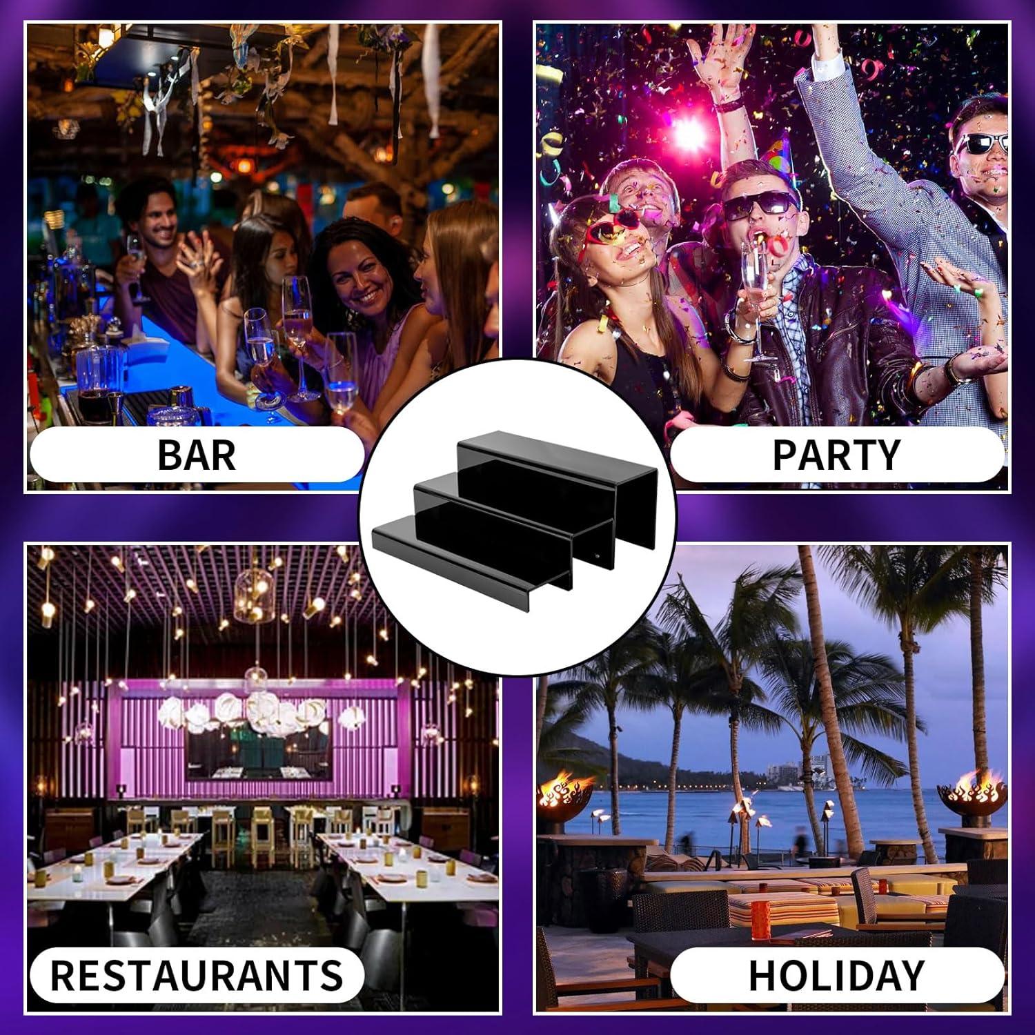 Estante de Bar Acrílico JUESHA 3 Niveles 38.1 cm Negro