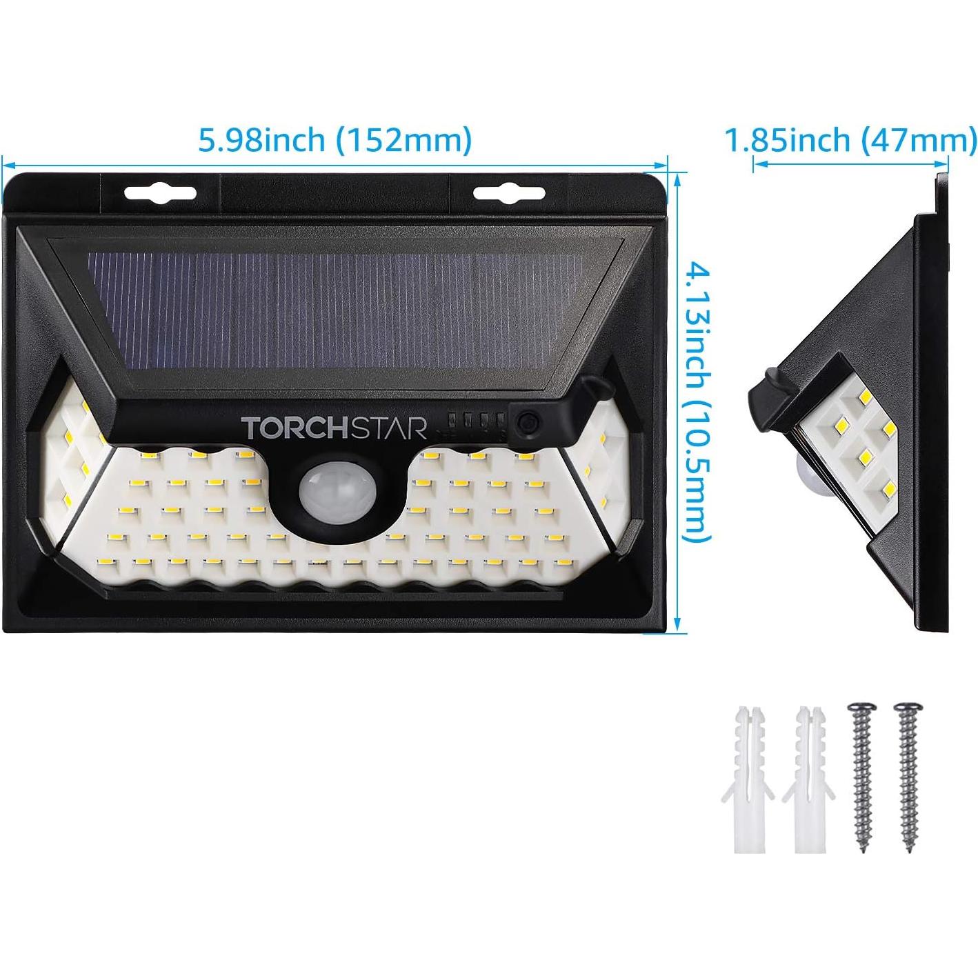 Luz de Seguridad Solar TORCHSTAR 58 LED 4 Modos IP65 Paquete de 2