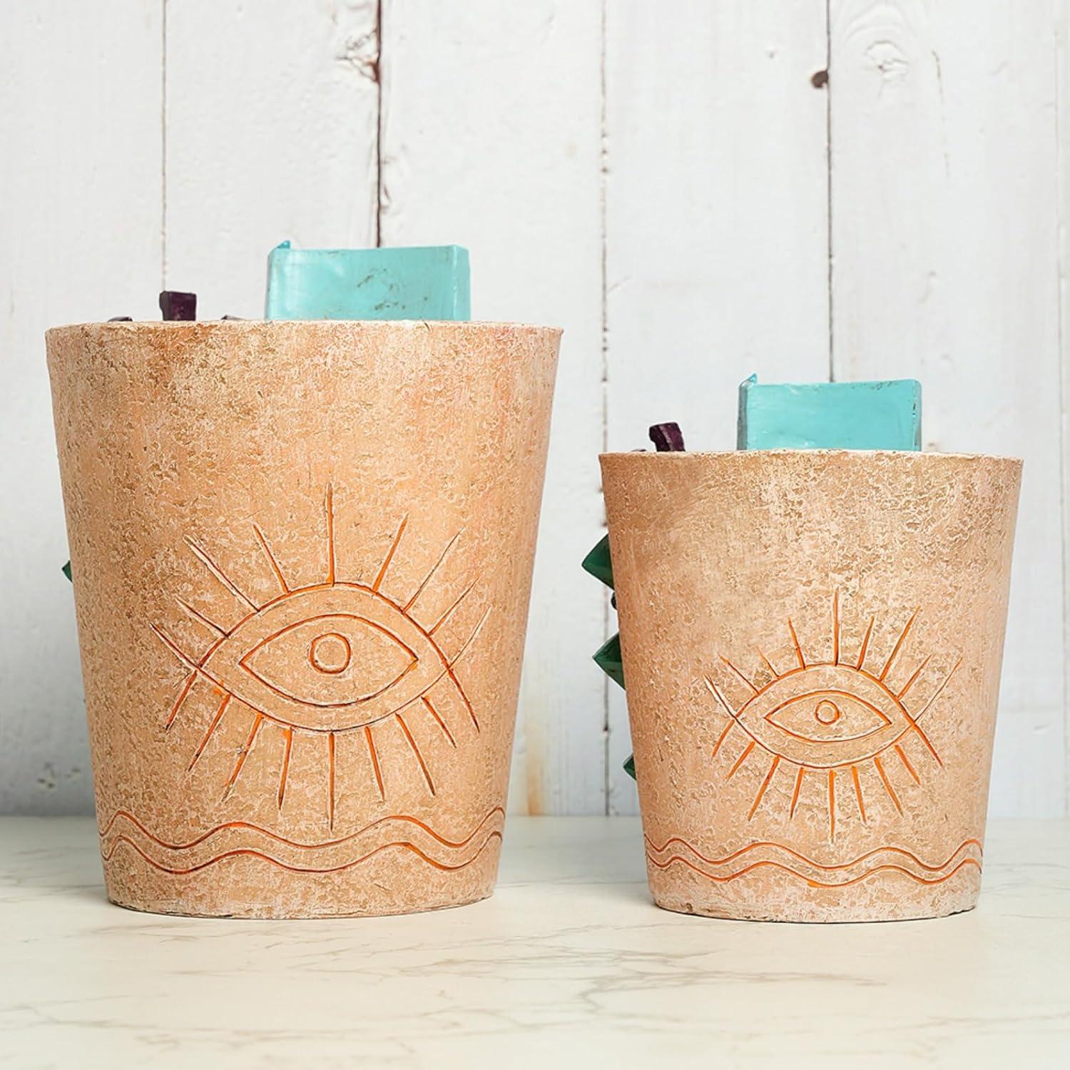 Maceta de Resina BJVF Grande con Drenaje - Cara Abstracta 20cm