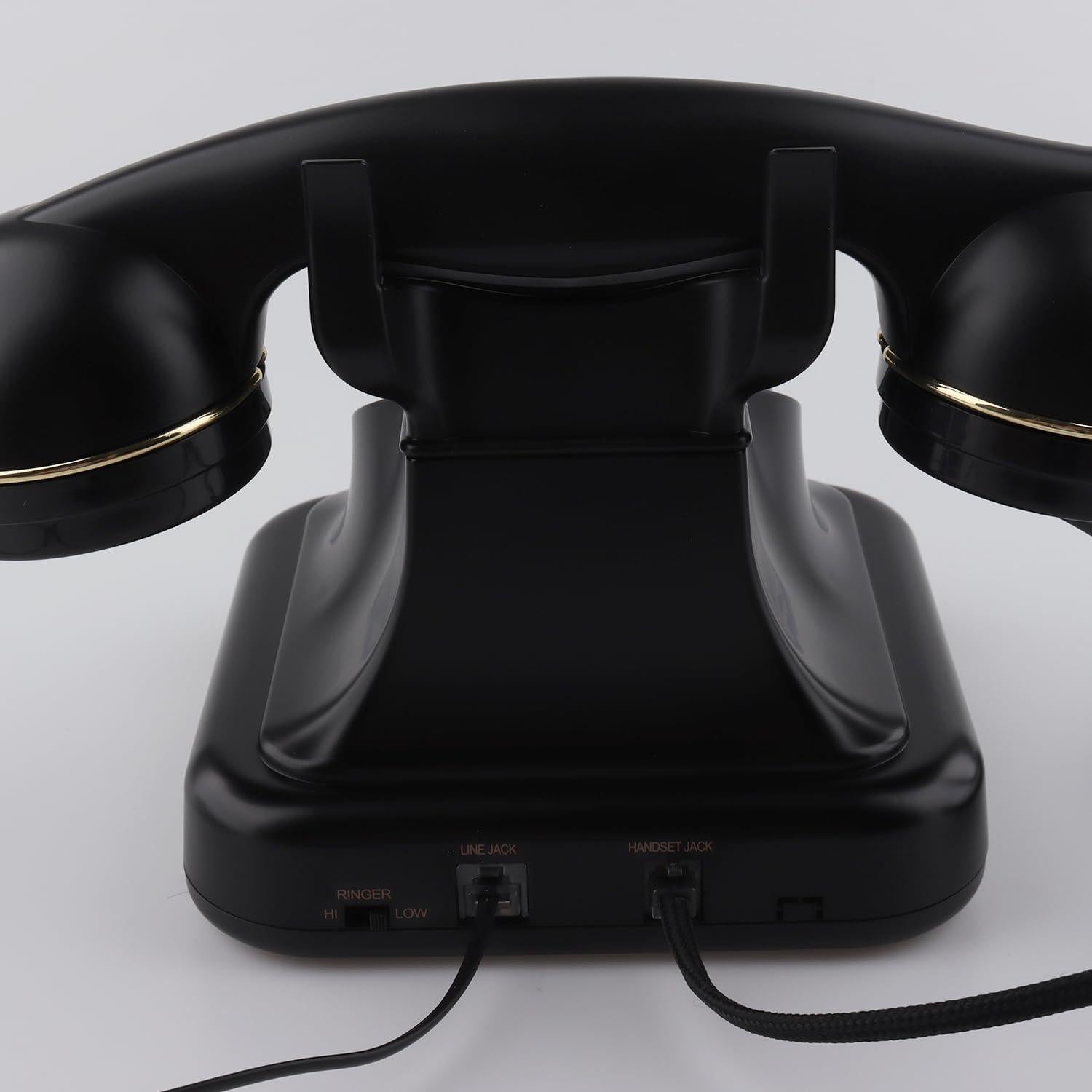 Teléfono de Disco Vintage SIXDEFLY Negro 1960 con Cable