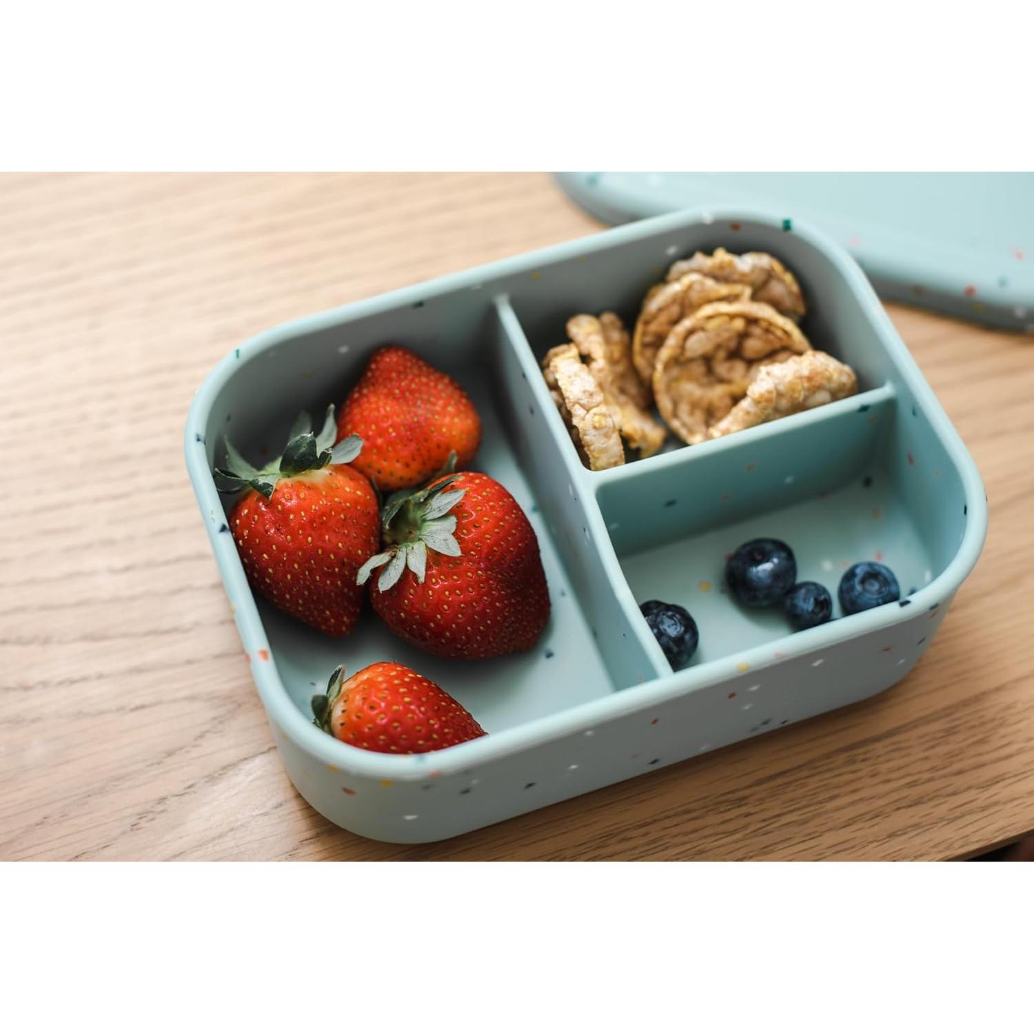 Caja Bento de Silicona Spoondrift Verde 3 Compartimentos 400ml