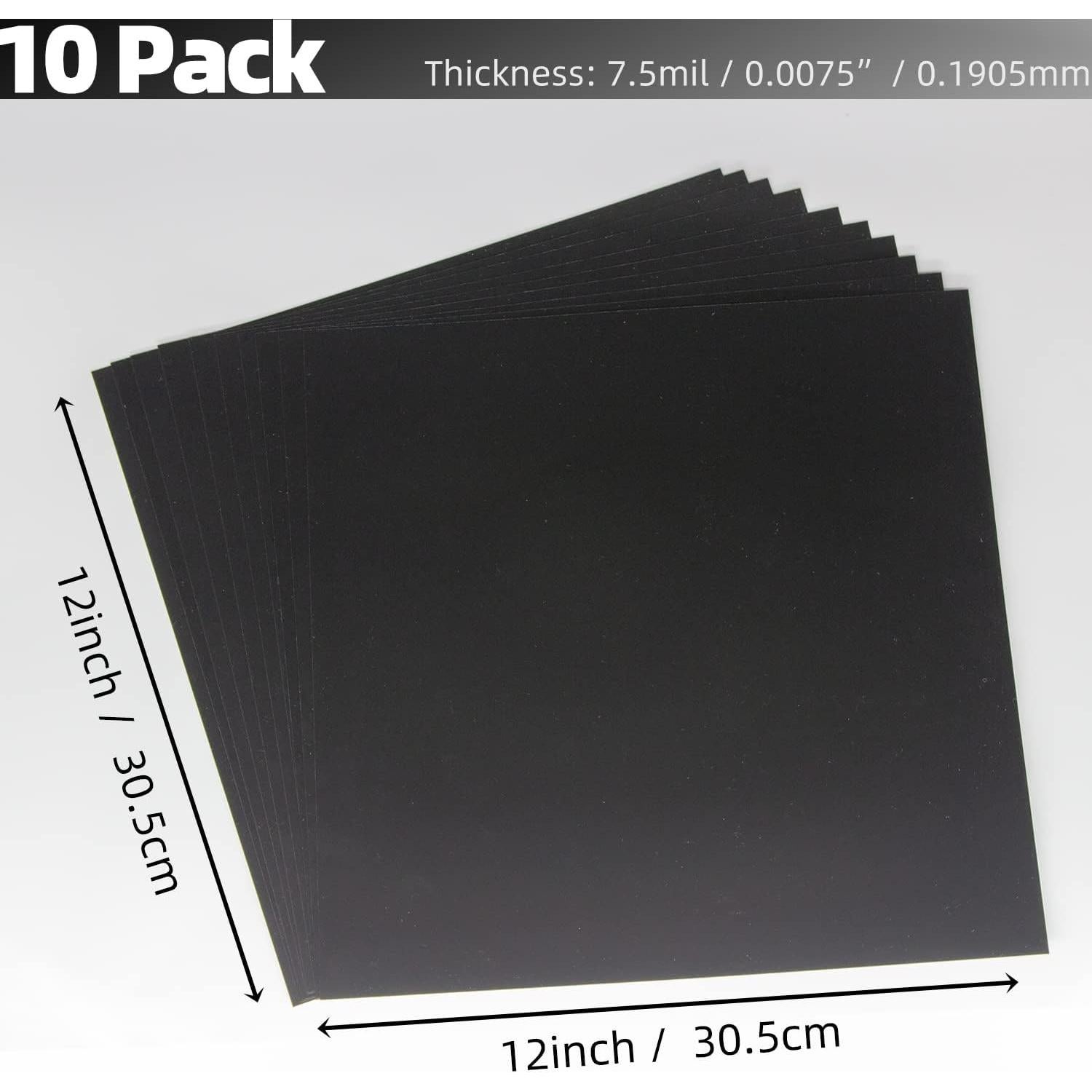 Hojas de Plástico Negro Opaco NEGLEX 12x12" 10 Piezas PET
