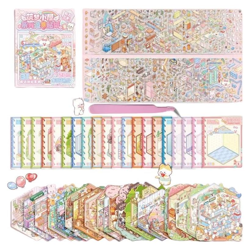 Libro de Pegatinas 3D DIY Luzhans - 20 Temas Creativos