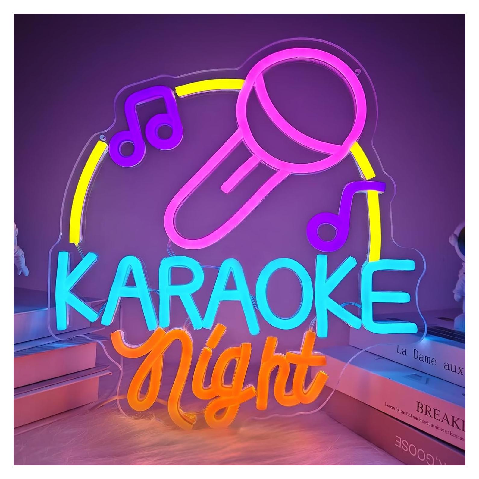 Cartel de Neón Karaoke LED Regulable YvuYamg 24x8cm Azul