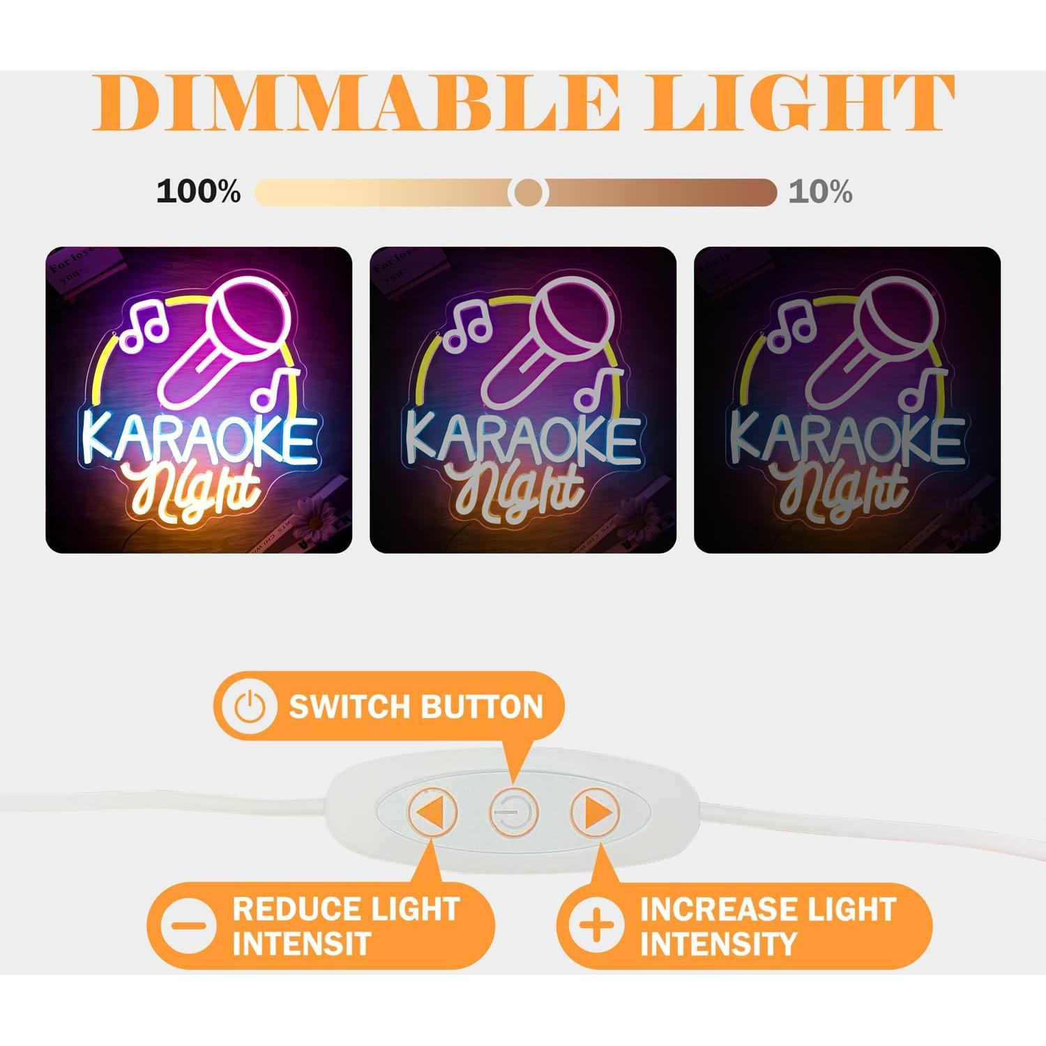 Cartel de Neón Karaoke LED Regulable YvuYamg 24x8cm Azul