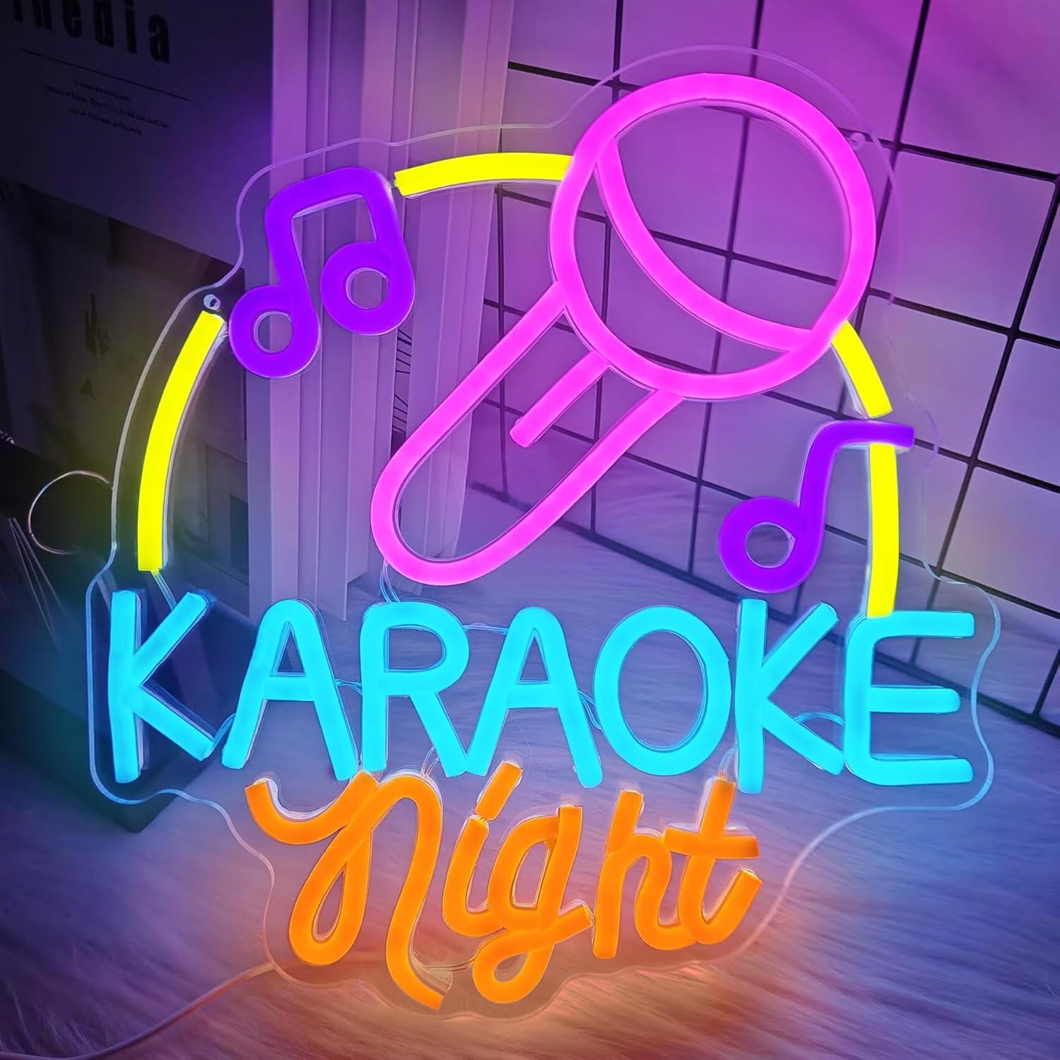 Cartel de Neón Karaoke LED Regulable YvuYamg 24x8cm Azul