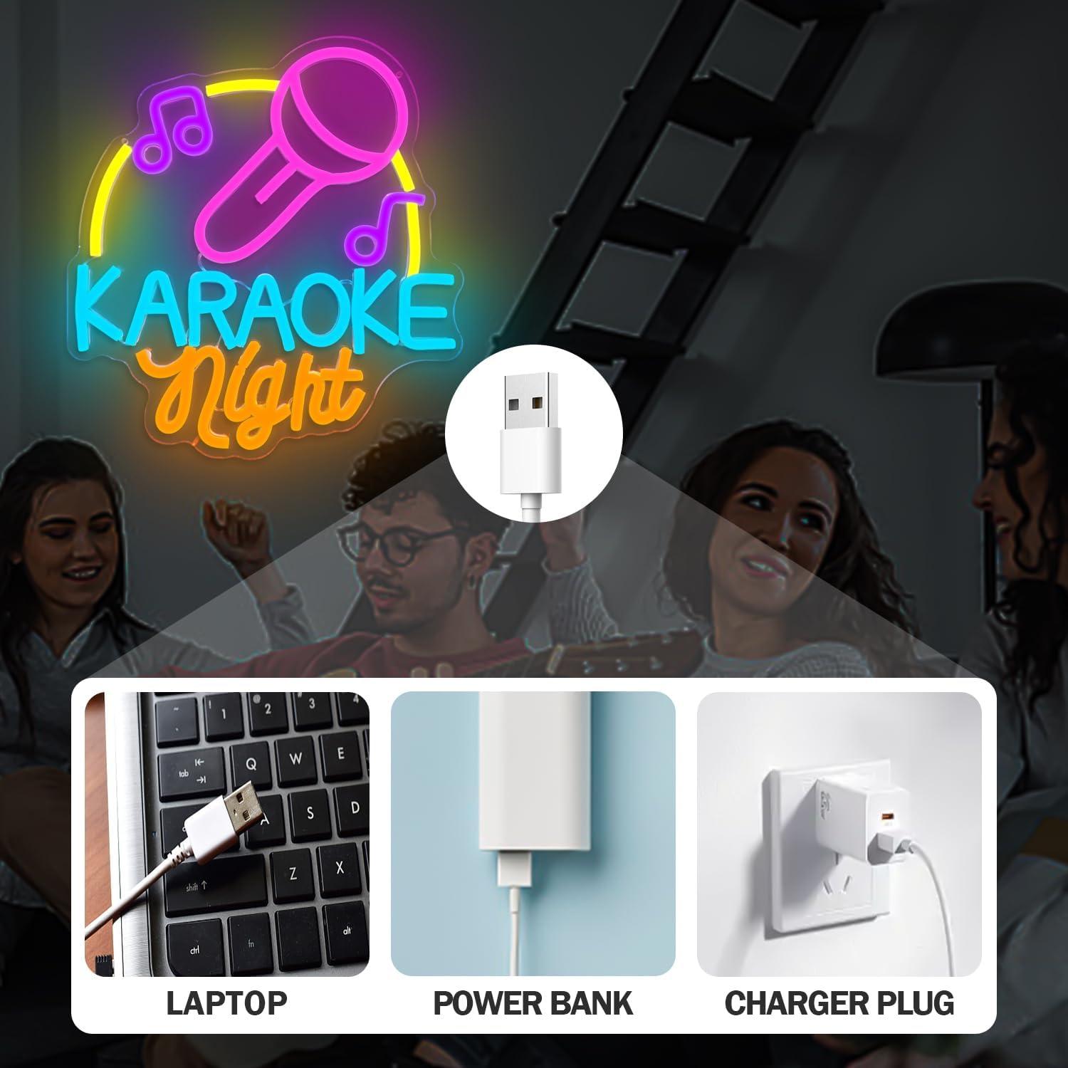 Cartel de Neón Karaoke LED Regulable YvuYamg 24x8cm Azul