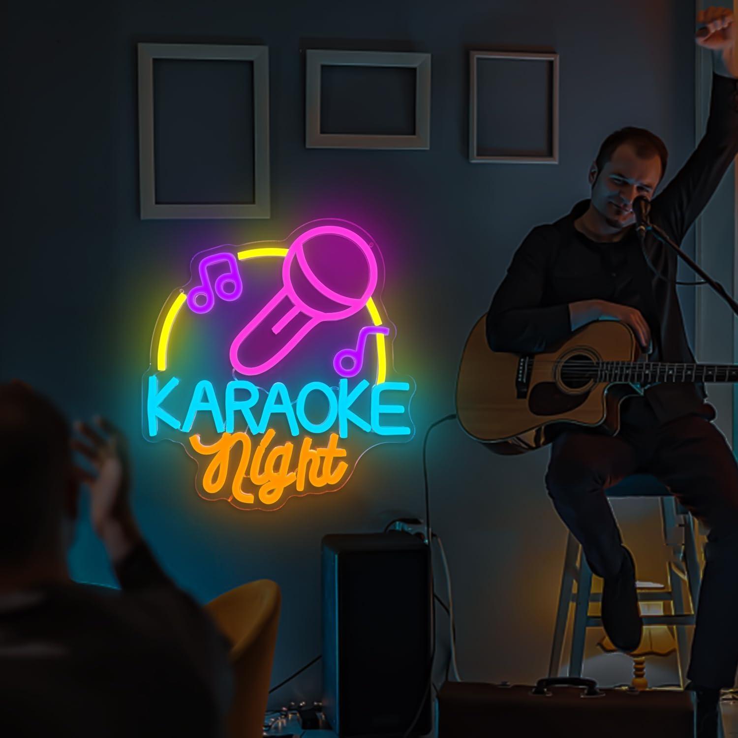 Cartel de Neón Karaoke LED Regulable YvuYamg 24x8cm Azul