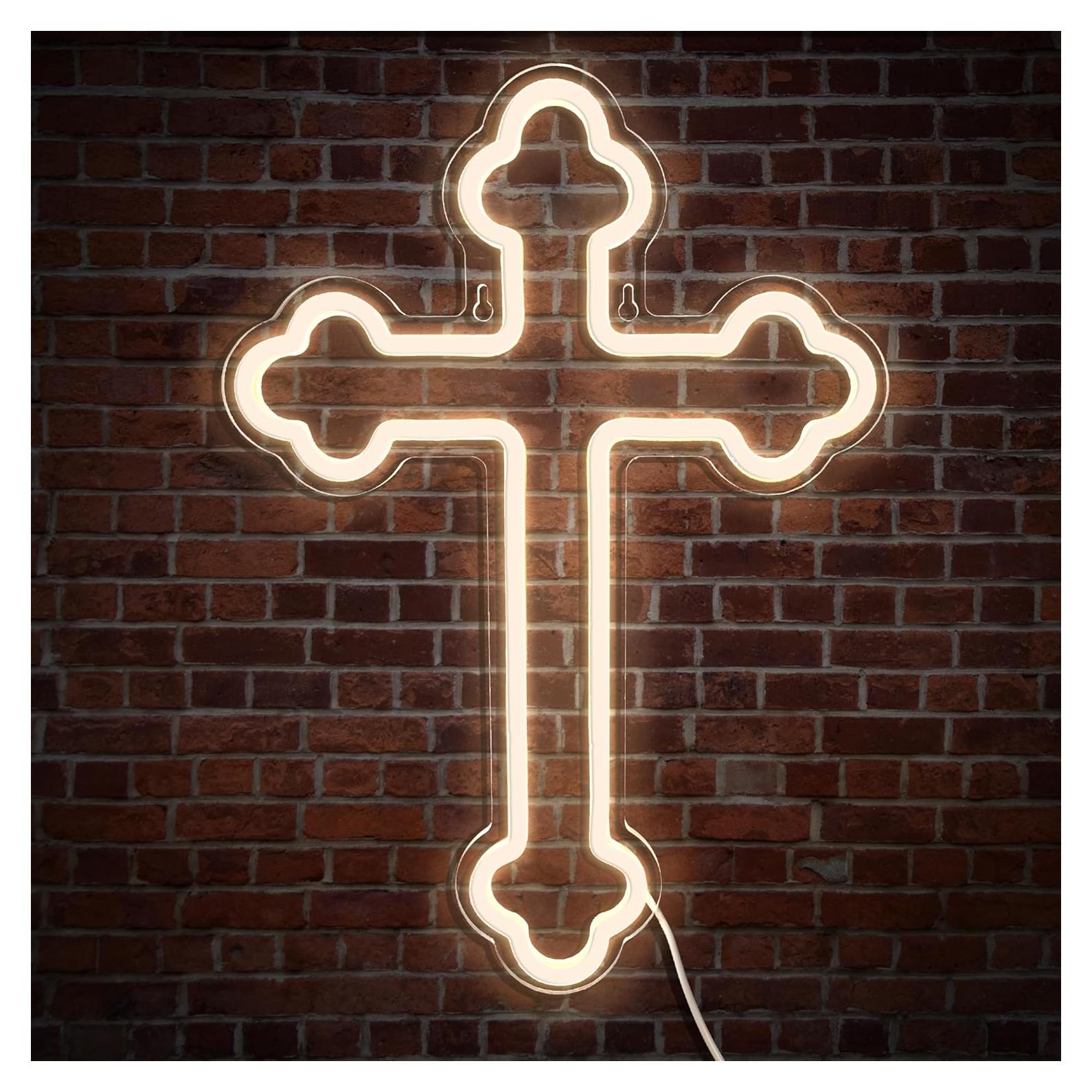 Letrero de Neón Cruz de Jesús JIARODEY 40x28 cm USB