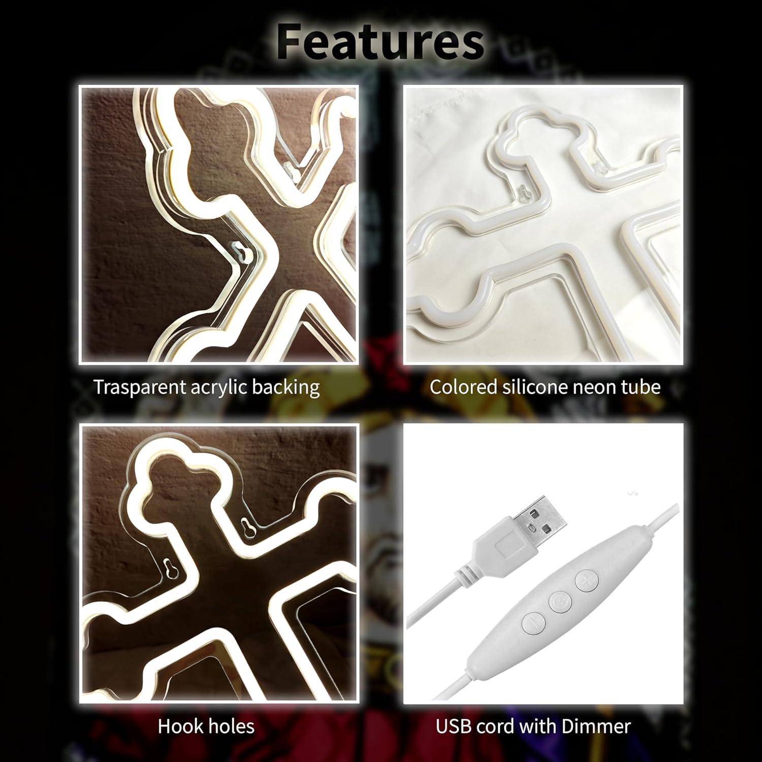 Letrero de Neón Cruz de Jesús JIARODEY 40x28 cm USB