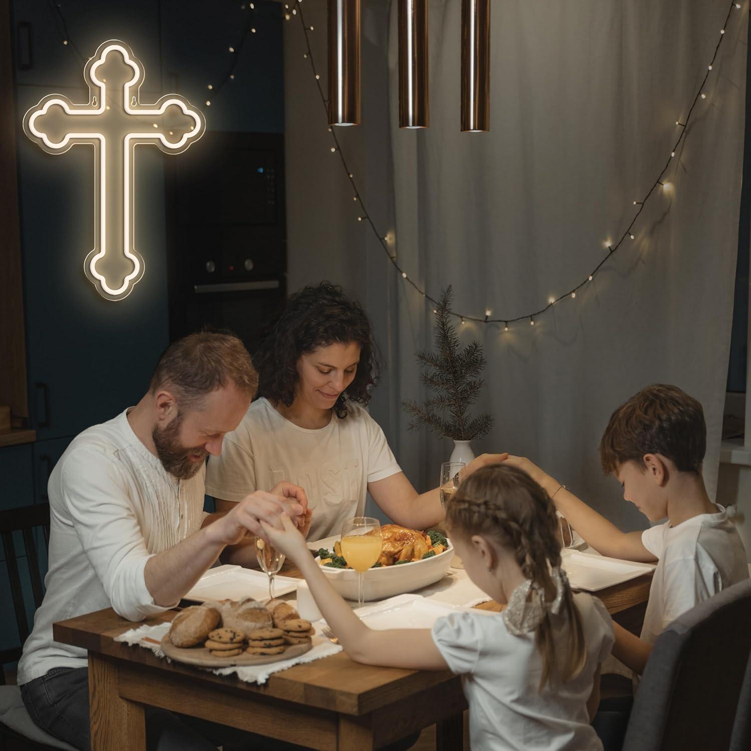 Letrero de Neón Cruz de Jesús JIARODEY 40x28 cm USB