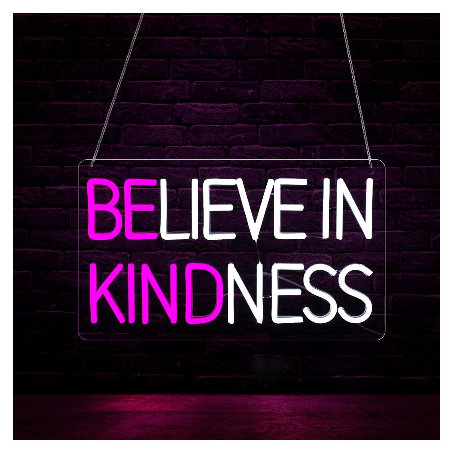 Letrero de Neón Cree en la Amabilidad Rosa 43.3x25.2 cm USB