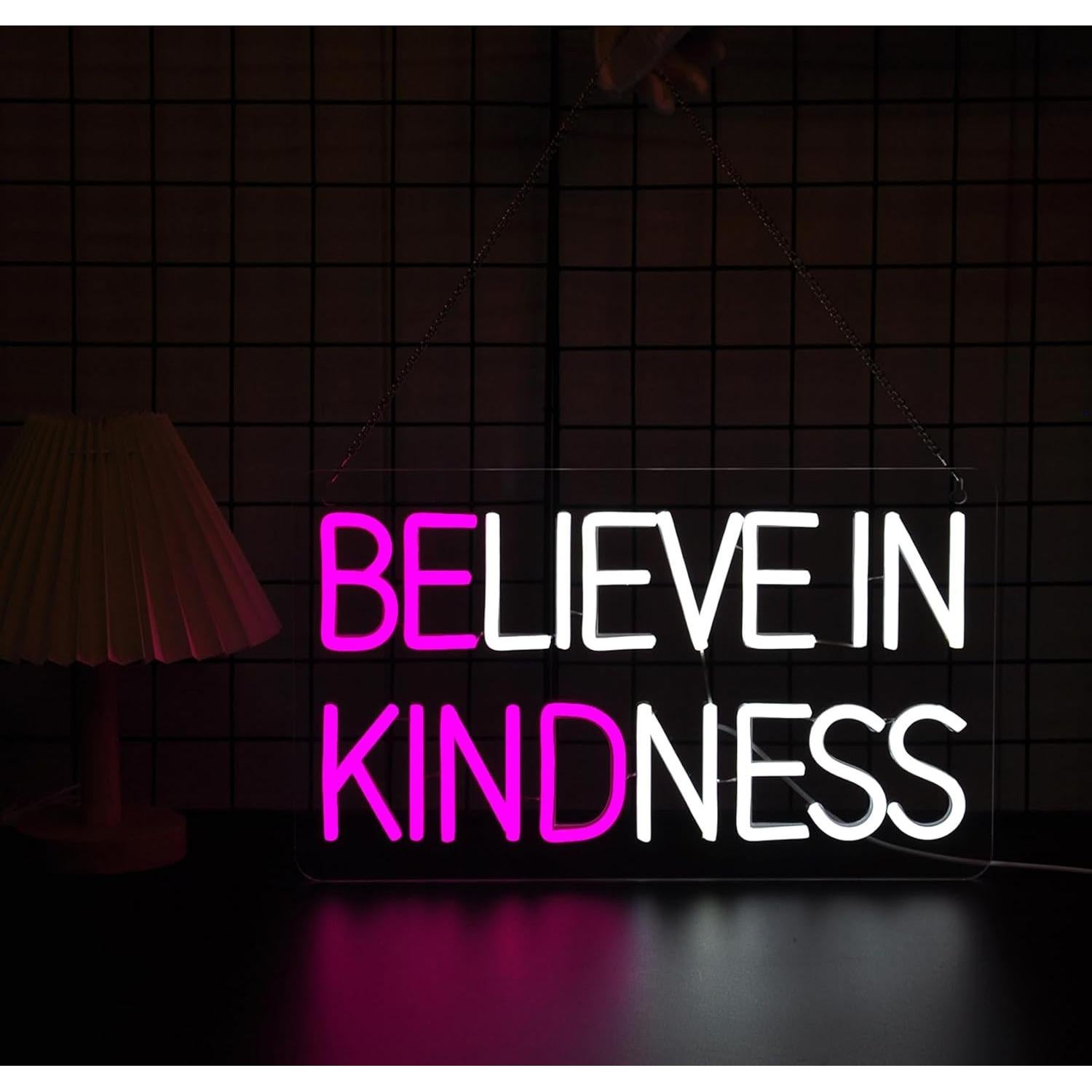 Letrero de Neón Cree en la Amabilidad Rosa 43.3x25.2 cm USB