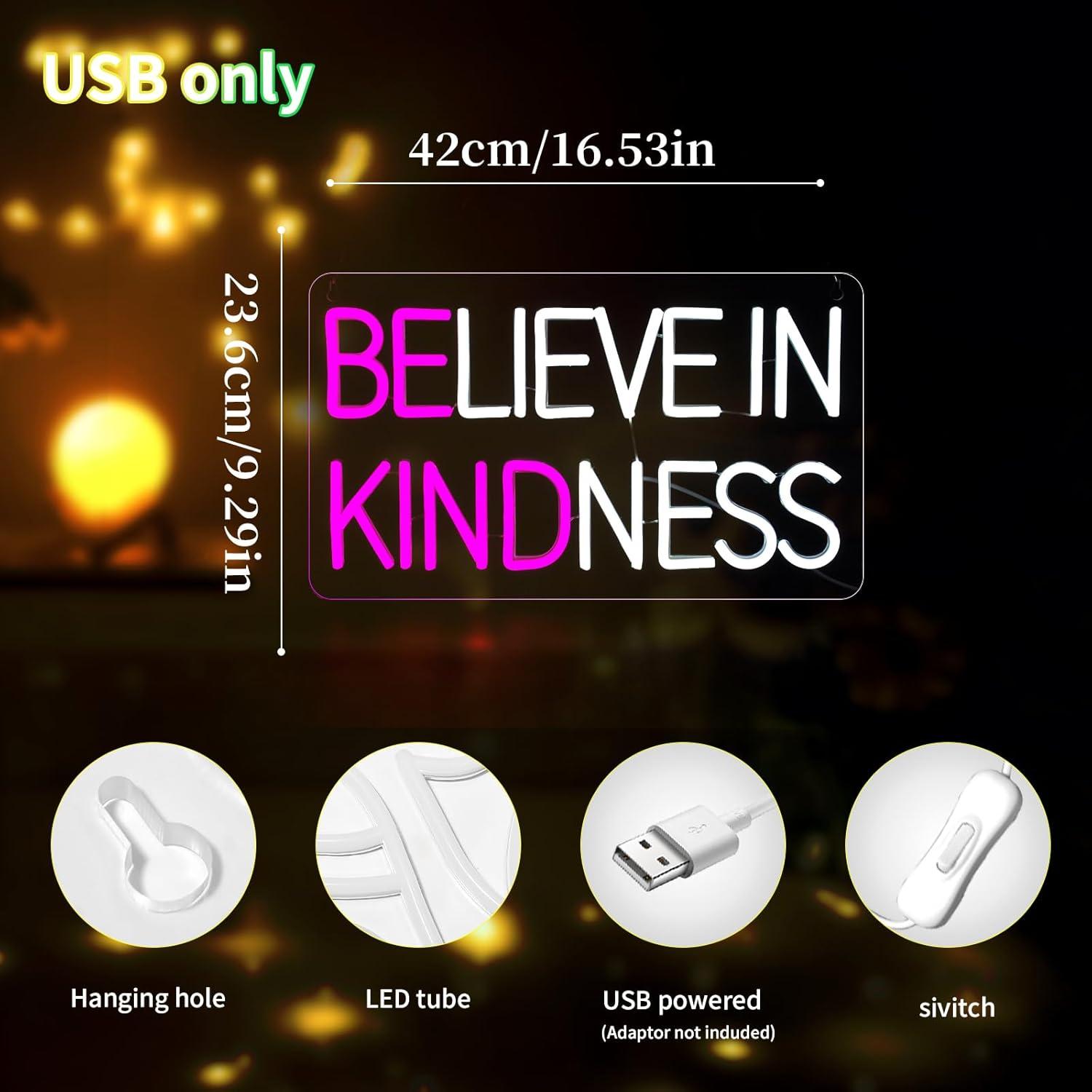 Letrero de Neón Cree en la Amabilidad Rosa 43.3x25.2 cm USB