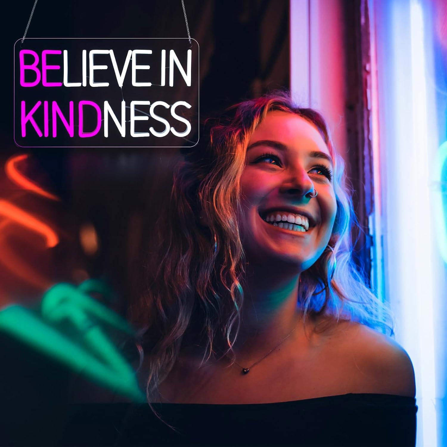 Letrero de Neón Cree en la Amabilidad Rosa 43.3x25.2 cm USB