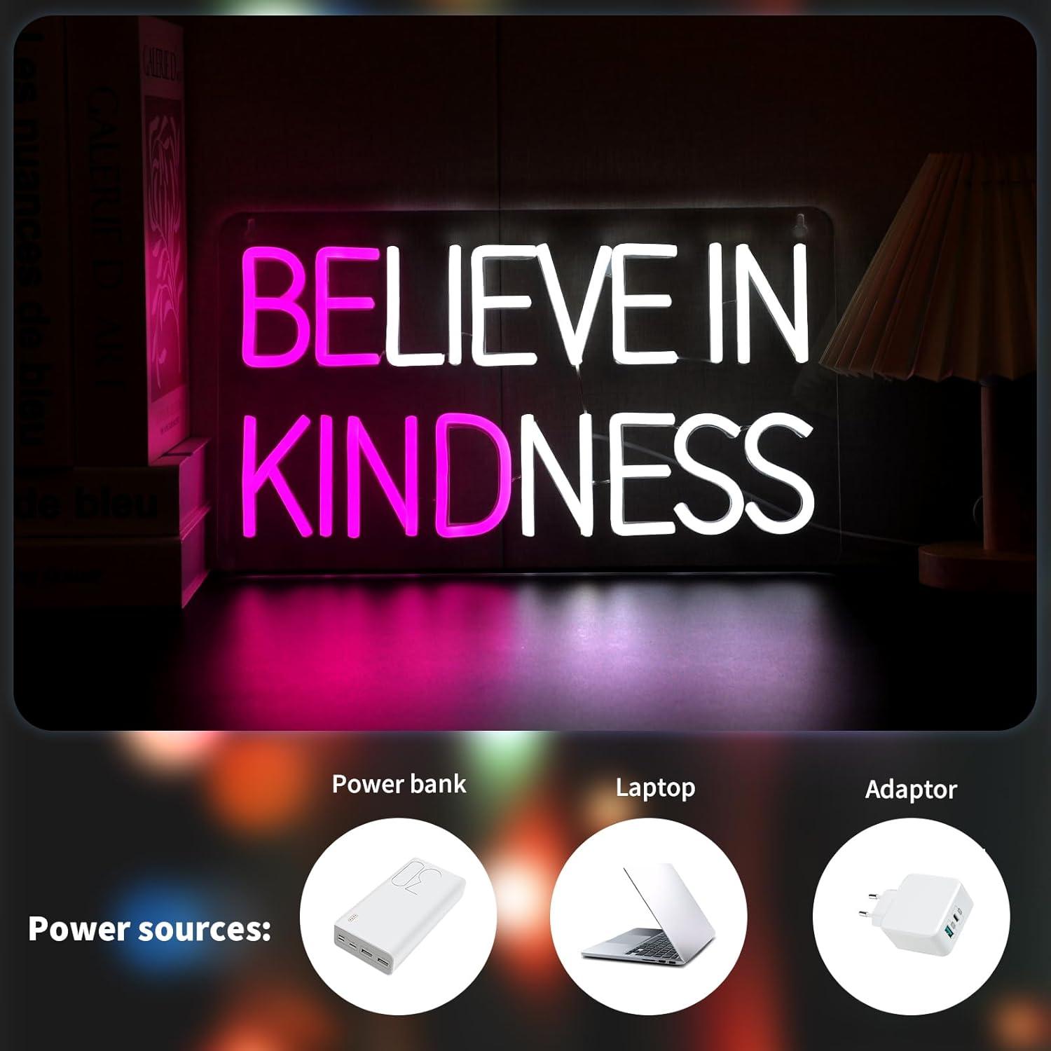 Letrero de Neón Cree en la Amabilidad Rosa 43.3x25.2 cm USB