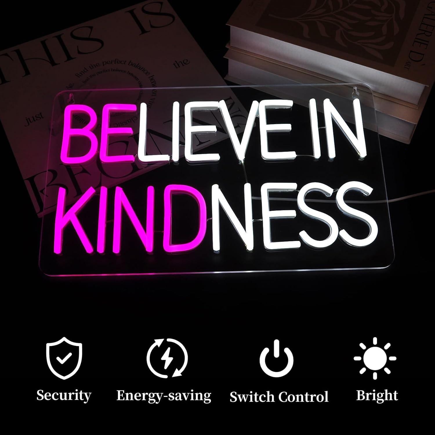 Letrero de Neón Cree en la Amabilidad Rosa 43.3x25.2 cm USB