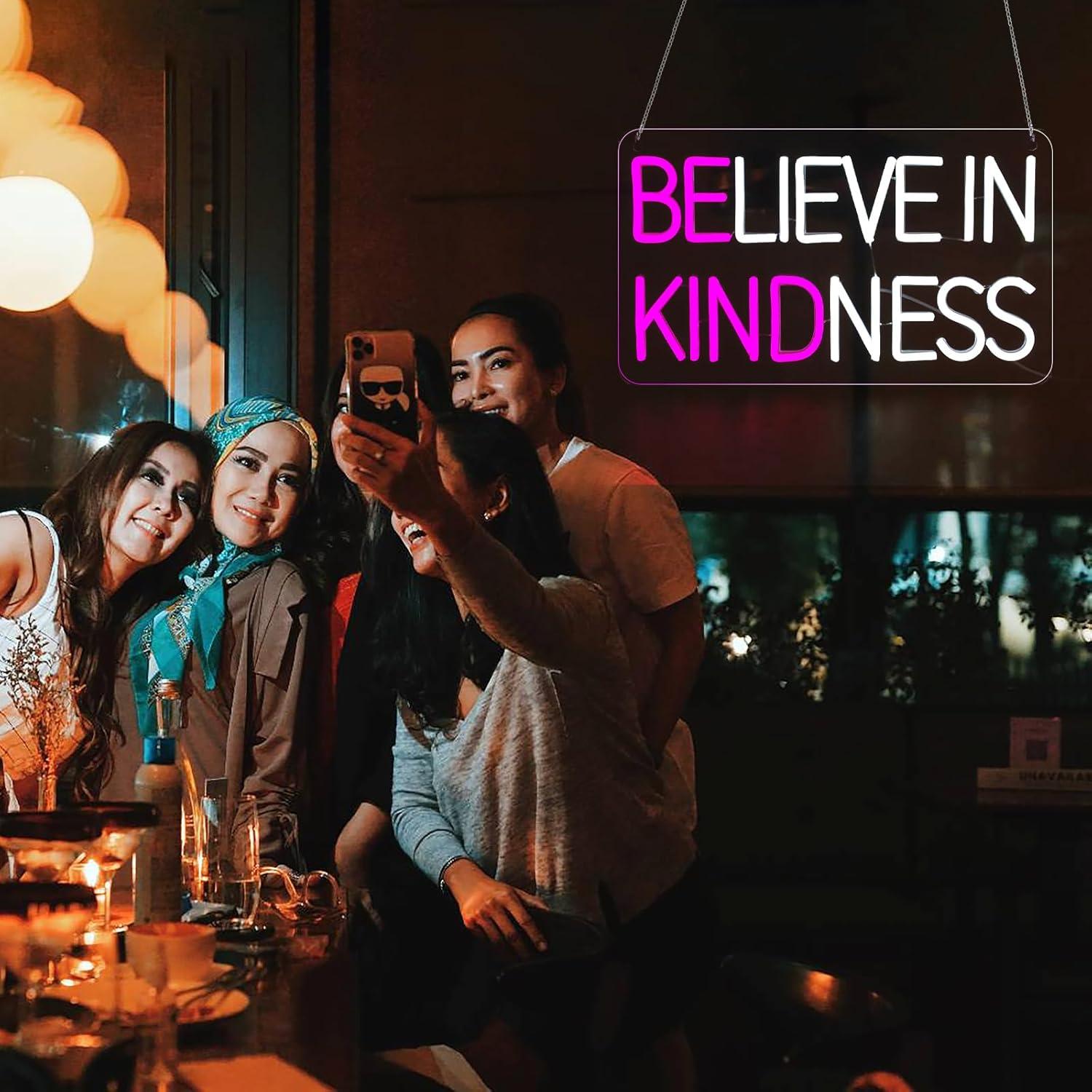 Letrero de Neón Cree en la Amabilidad Rosa 43.3x25.2 cm USB