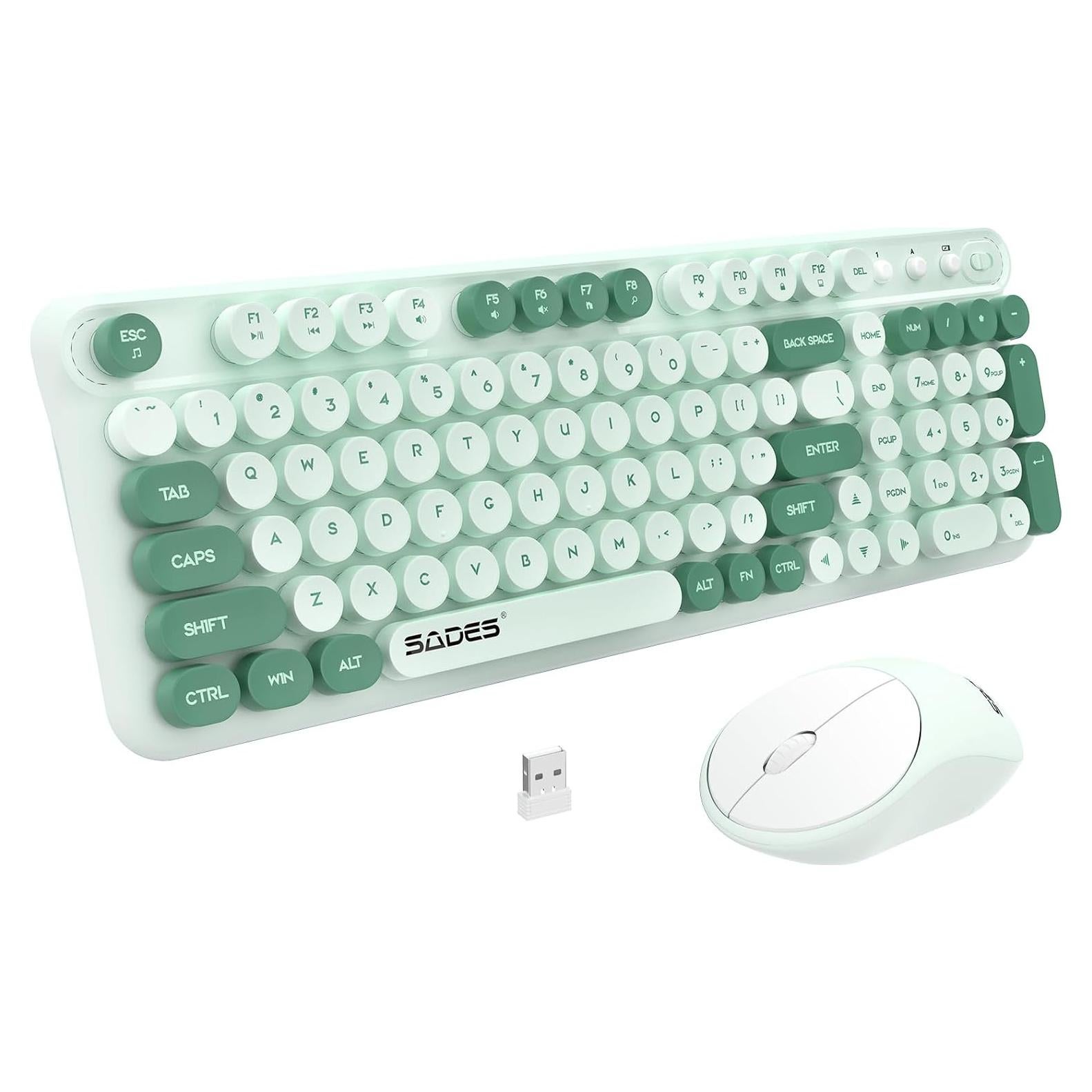 Combo Teclado y Ratón Inalámbricos LETTON K03 Verde Menta