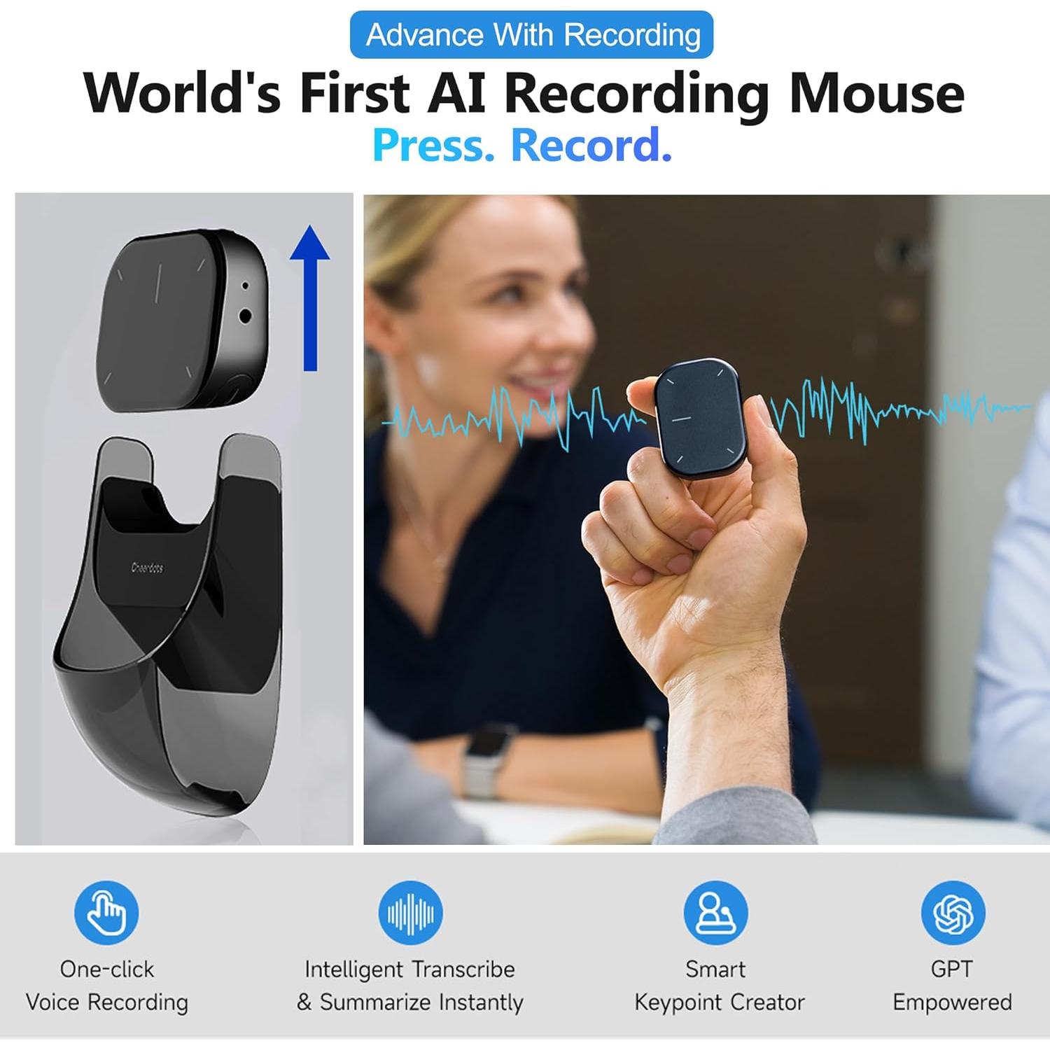 Ratón Inalámbrico OIKKEI AI ChatGPT con Grabación de Voz