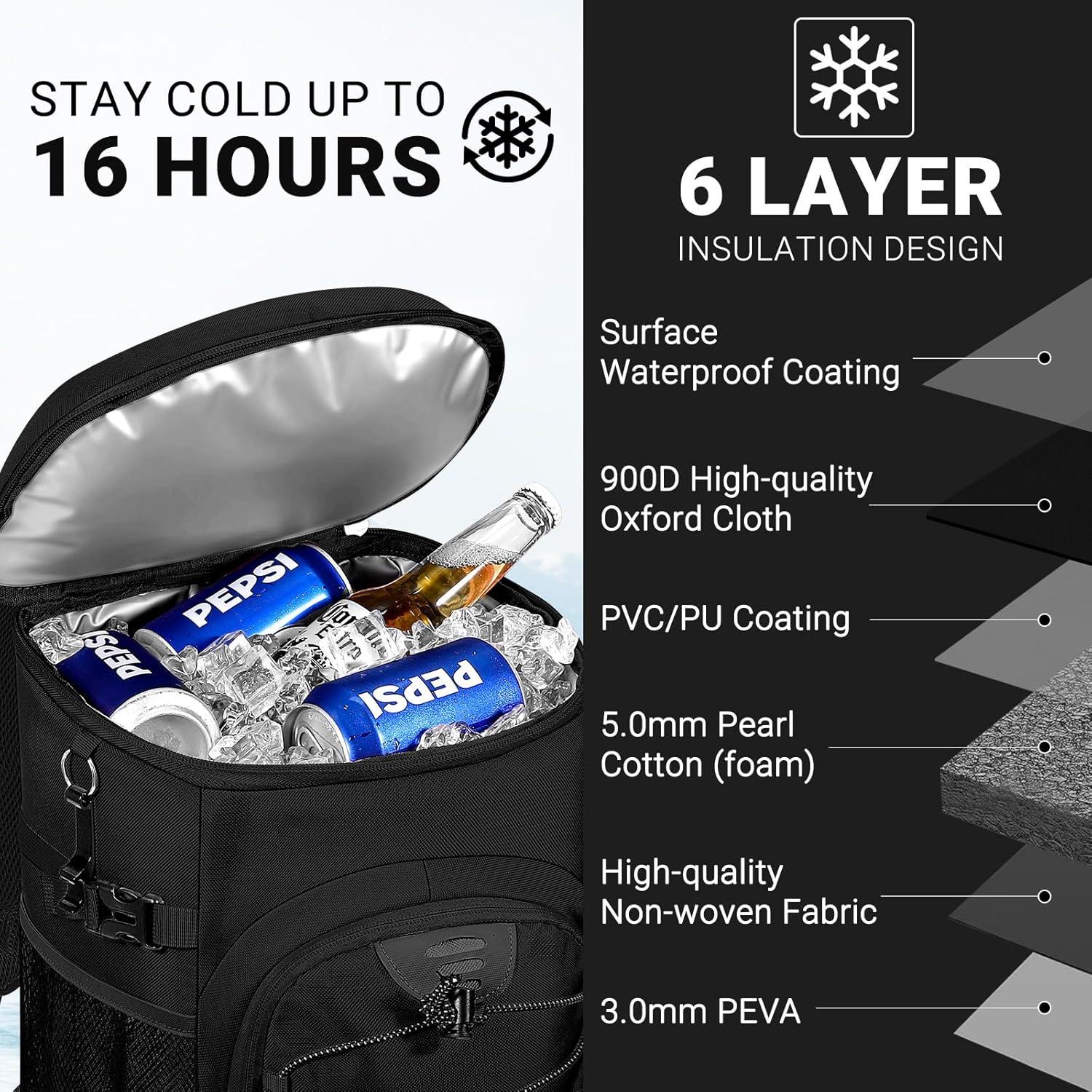 Mochila Enfriadora NECKORY 30L Impermeable y Aislada Negra