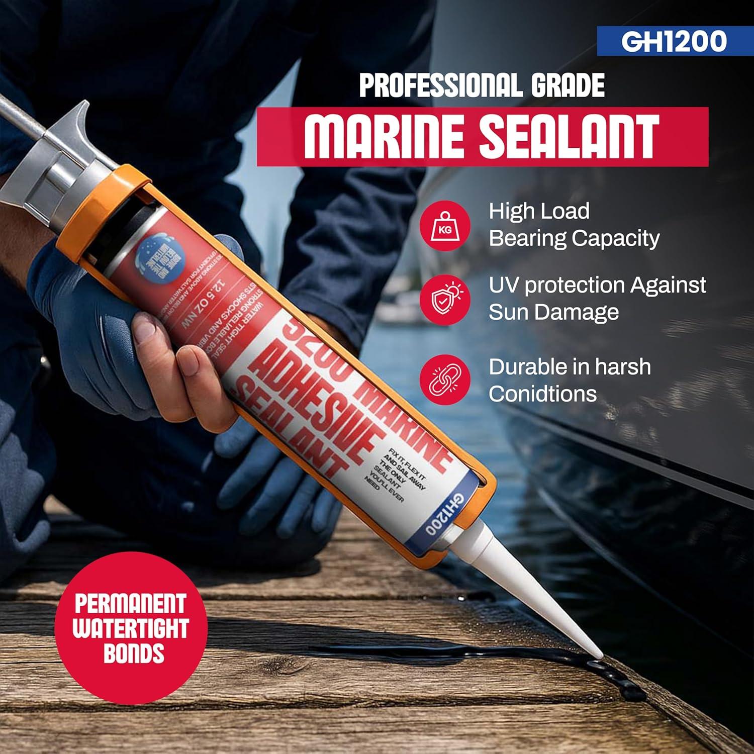 Sellador Marino GH1200 5200 Negro 354.88 g Impermeable