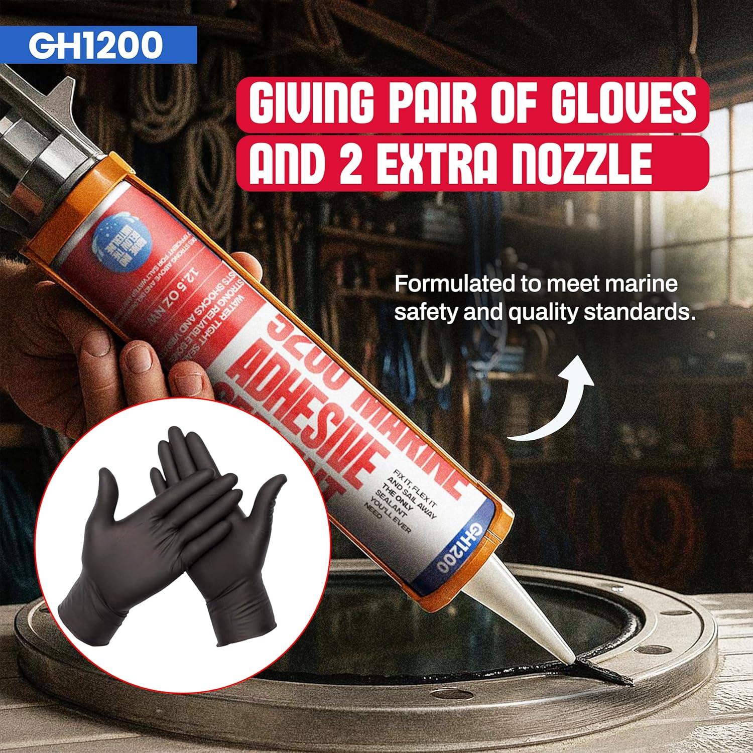 Sellador Marino GH1200 5200 Negro 354.88 g Impermeable