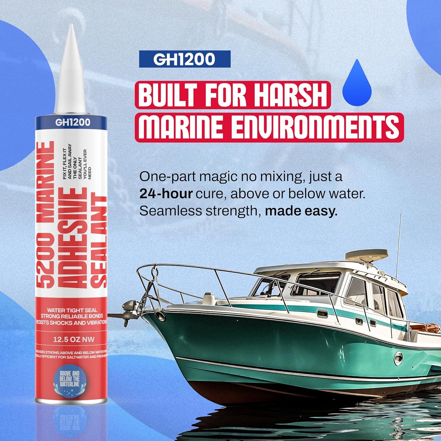 Sellador Marino GH1200 5200 Negro 354.88 g Impermeable