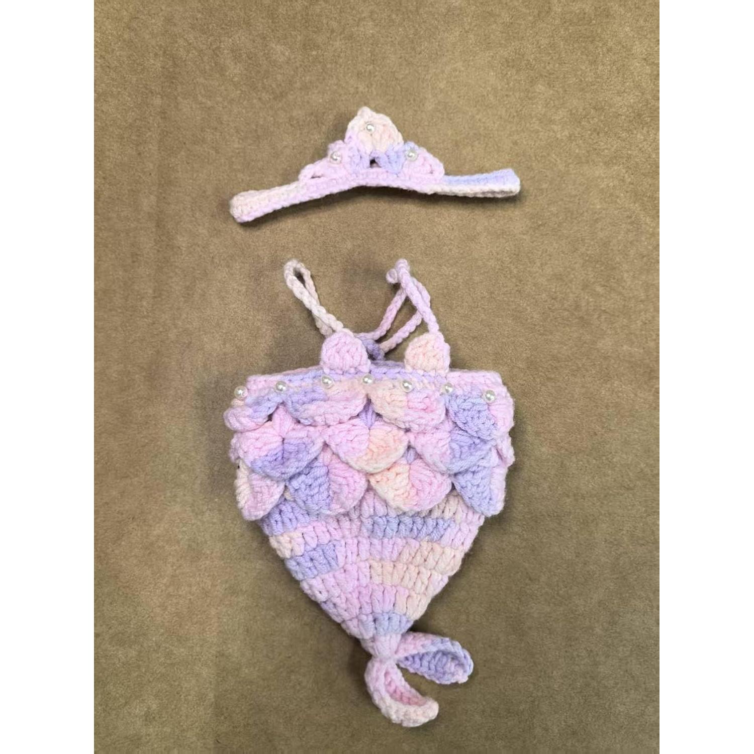 Conjunto de Ropa de Sirena Labubu Tejido a Mano 15-17 cm